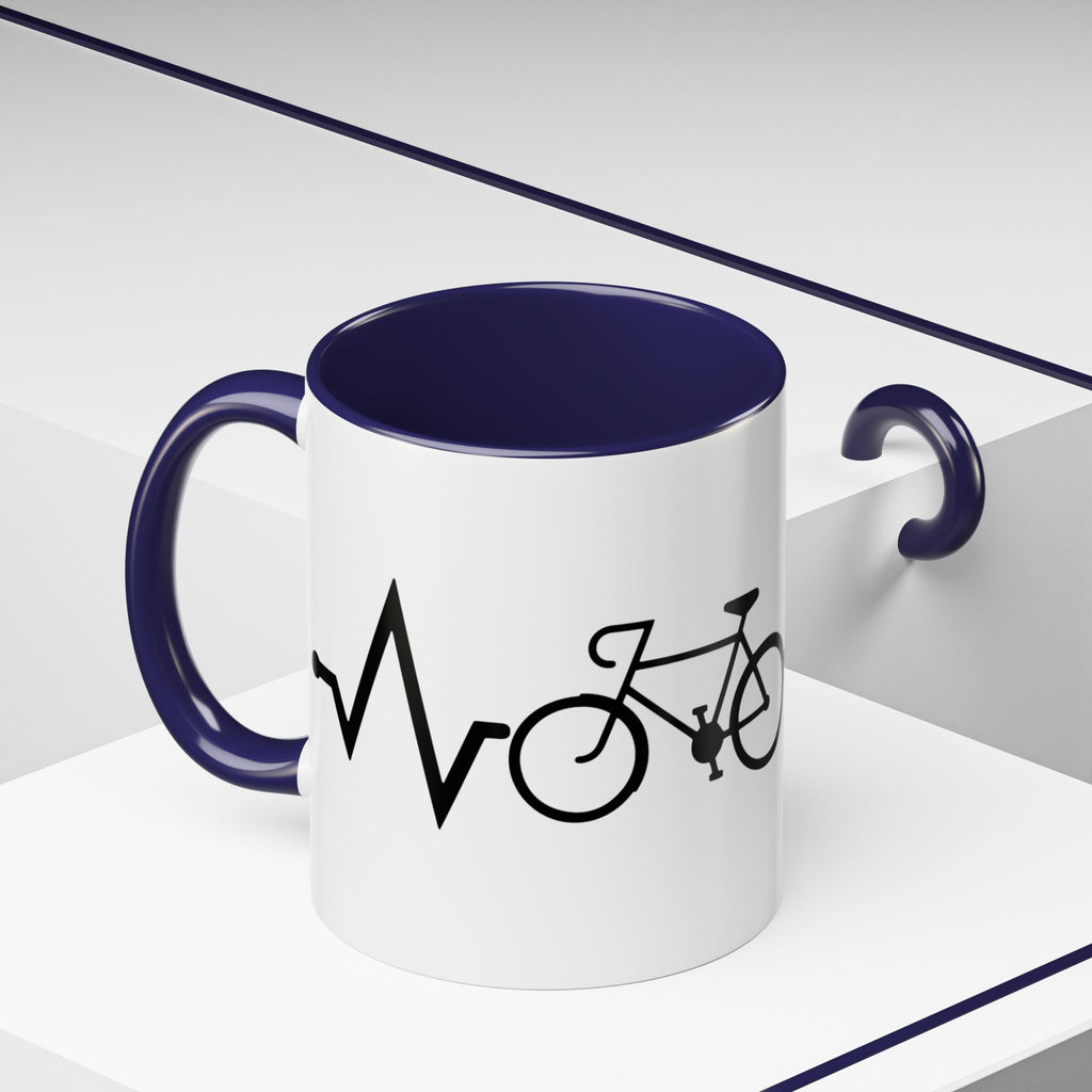 Cycling Lifeline Coffee Mug – 11oz & 15oz Bicycle Heartbeat Design, Colorful Interior