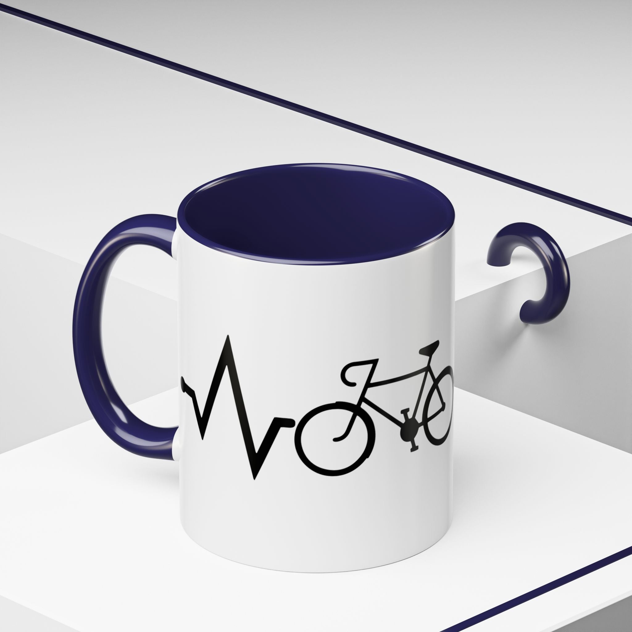 Cycling Lifeline Coffee Mug – 11oz & 15oz Bicycle Heartbeat Design, Colorful Interior