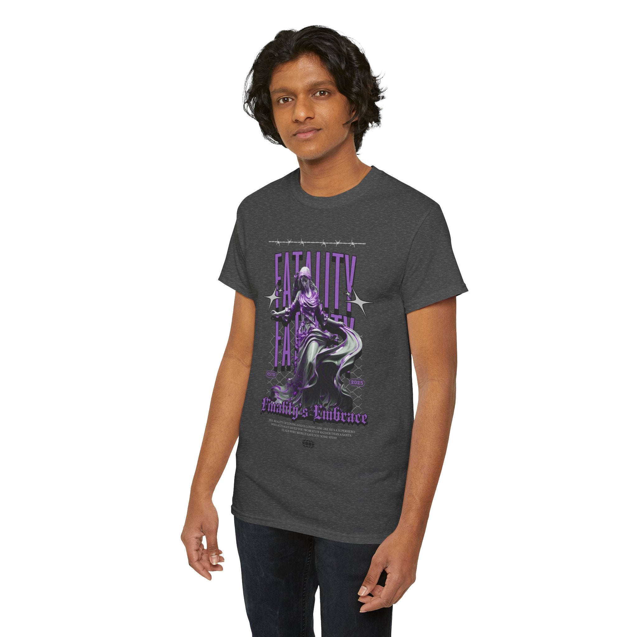"Fatality's Embrace" Flowing Violet Statue - Gothic Digital Art