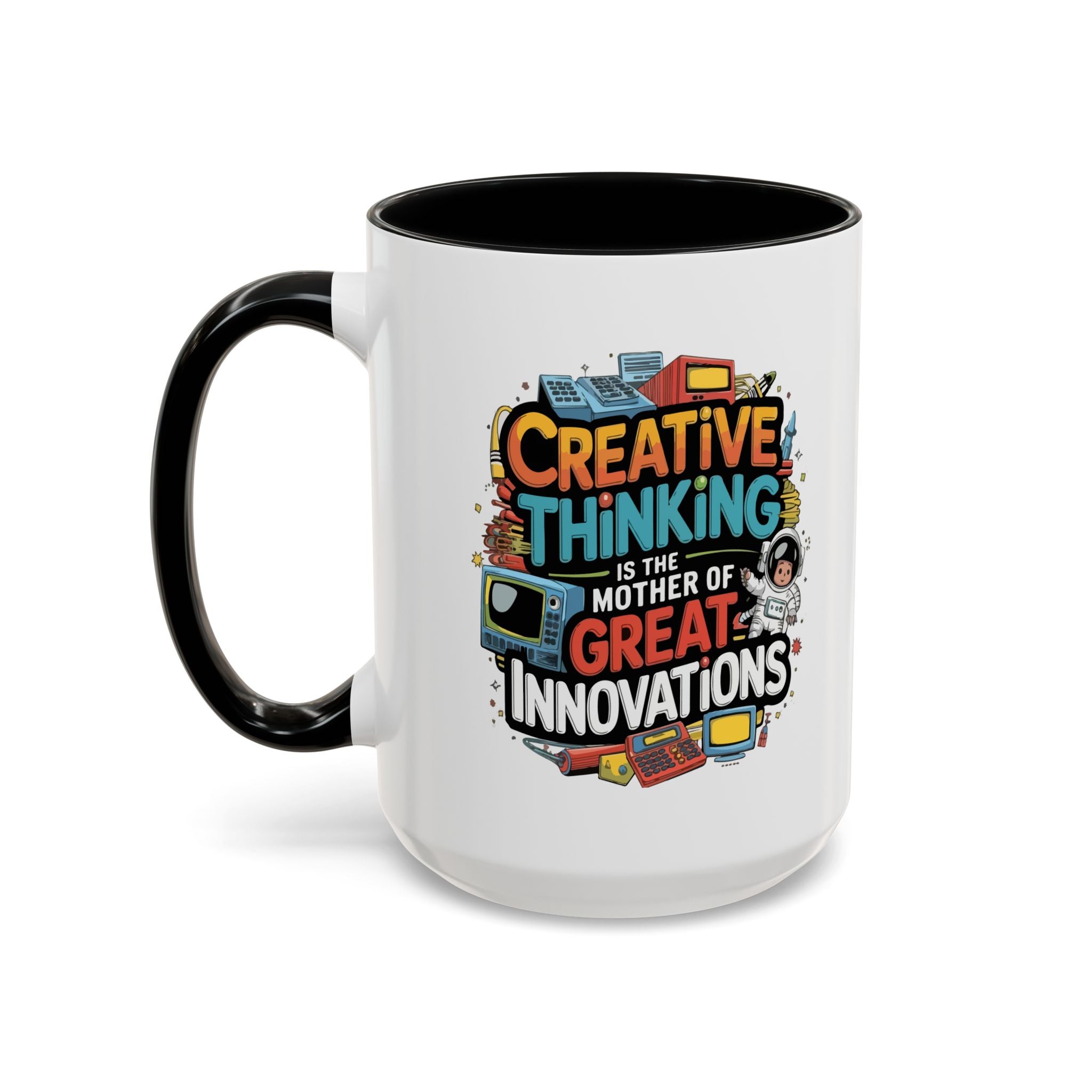 Creative Thinking Coffee Mug – 11oz Inspirational Quote, Colorful Interior