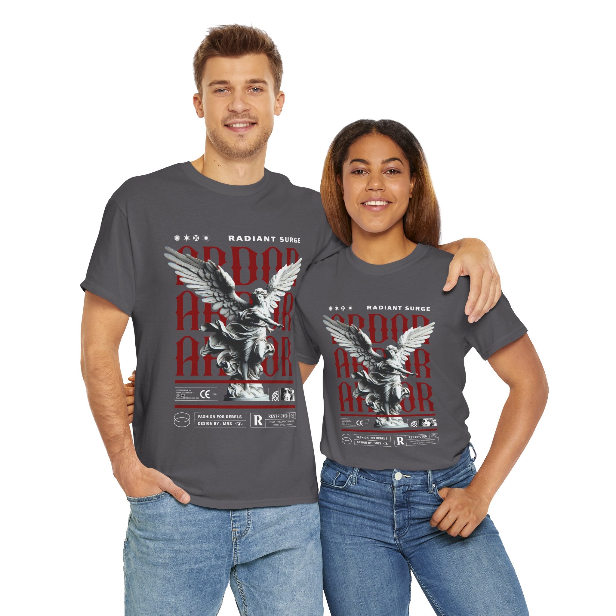 "Divine Angel" - Gothic Black & White T-Shirt Design
