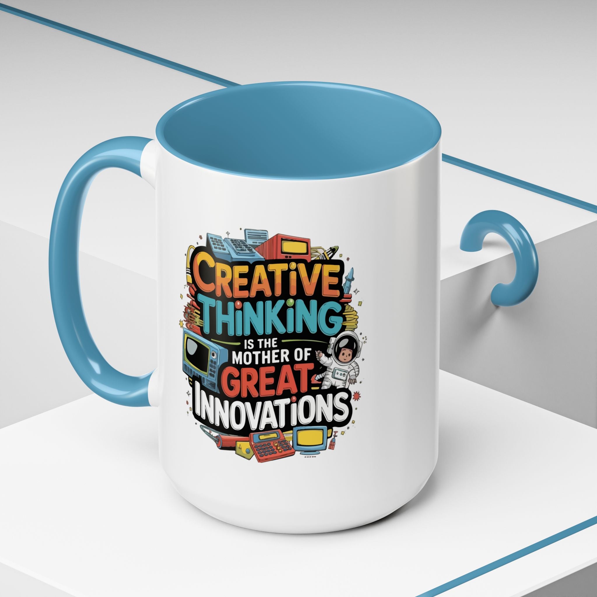 Creative Thinking Coffee Mug – 11oz Inspirational Quote, Colorful Interior