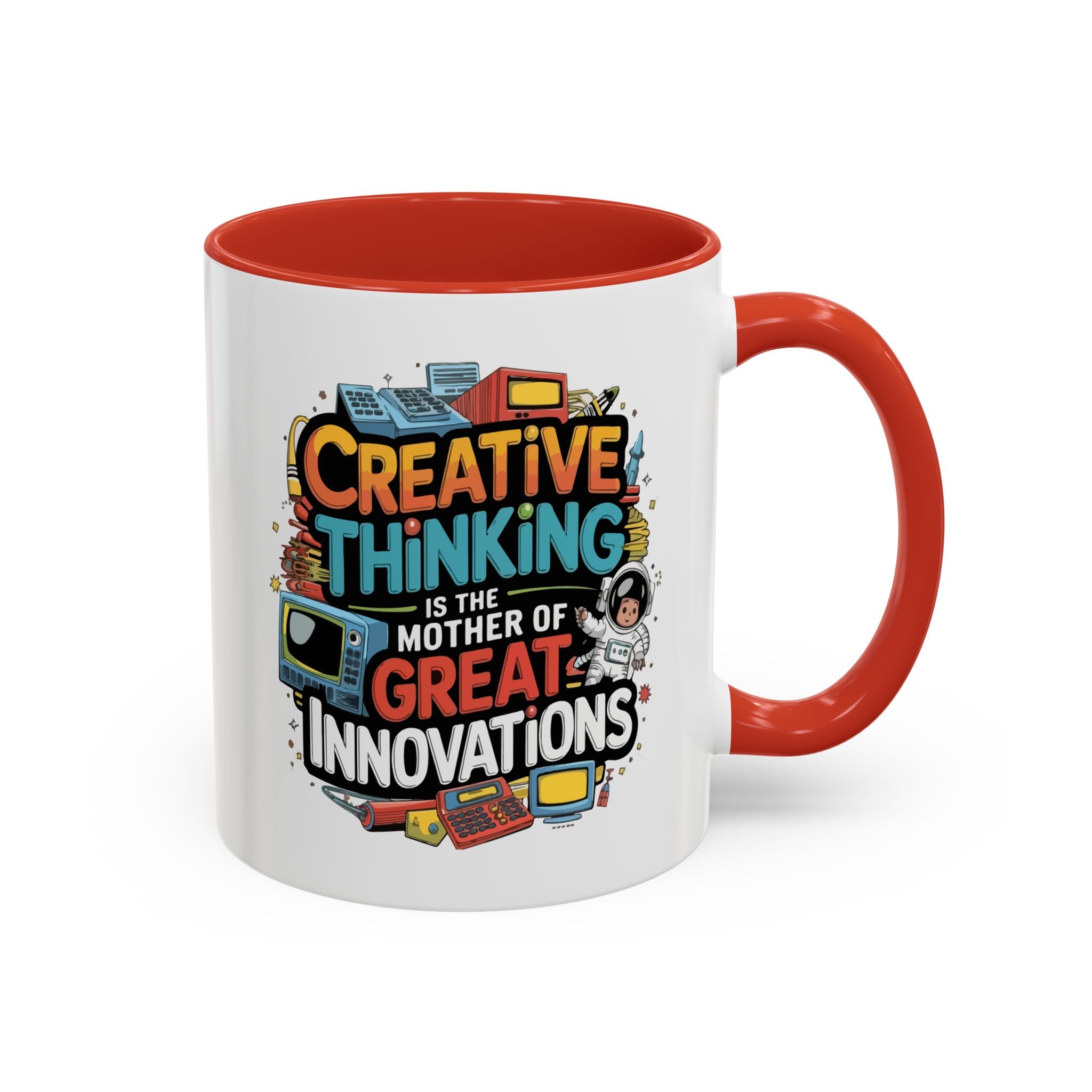 Creative Thinking Coffee Mug – 11oz Inspirational Quote, Colorful Interior