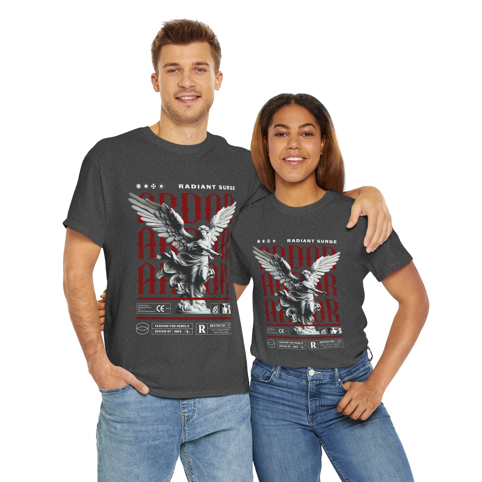 "Divine Angel" - Gothic Black & White T-Shirt Design