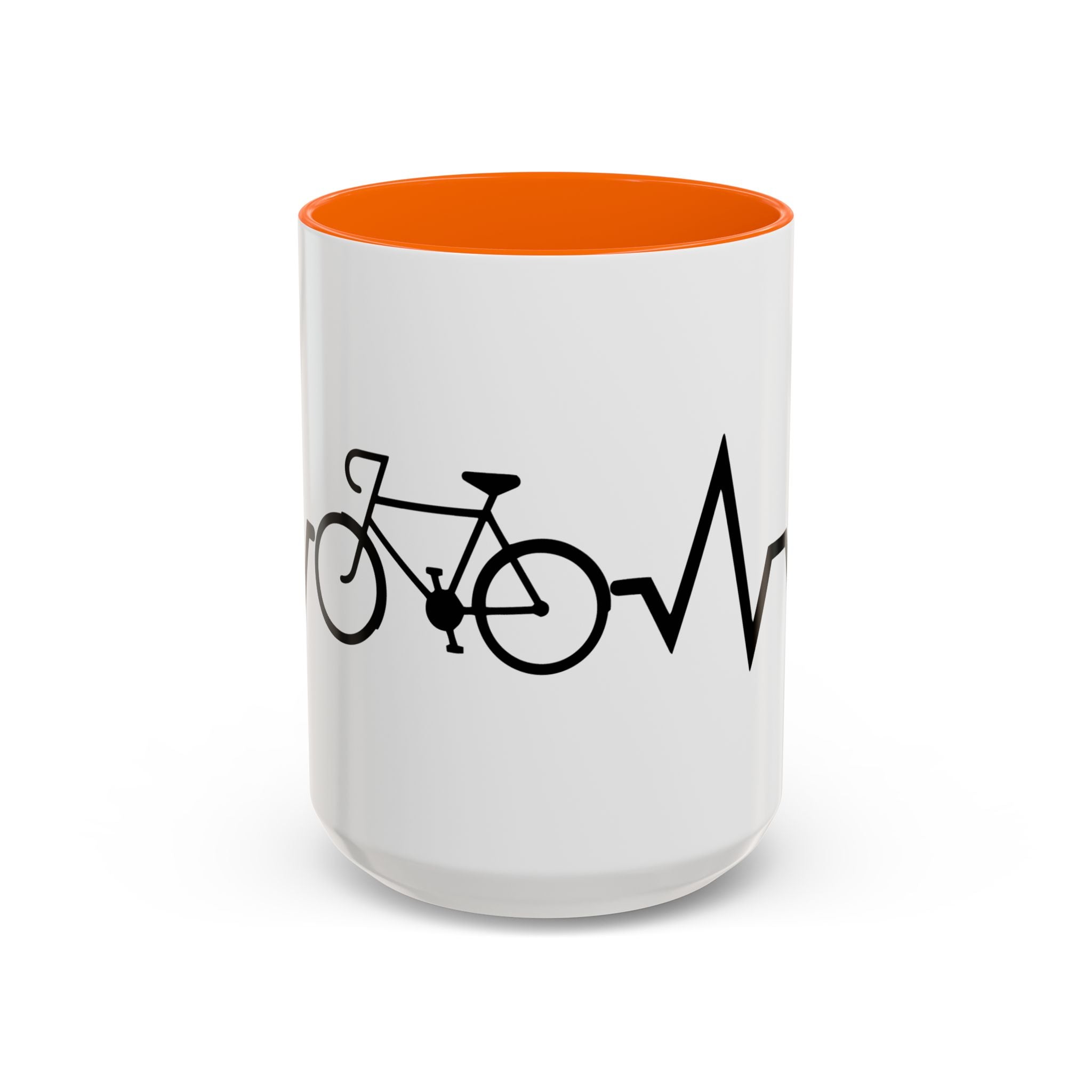 Cycling Lifeline Coffee Mug – 11oz & 15oz Bicycle Heartbeat Design, Colorful Interior