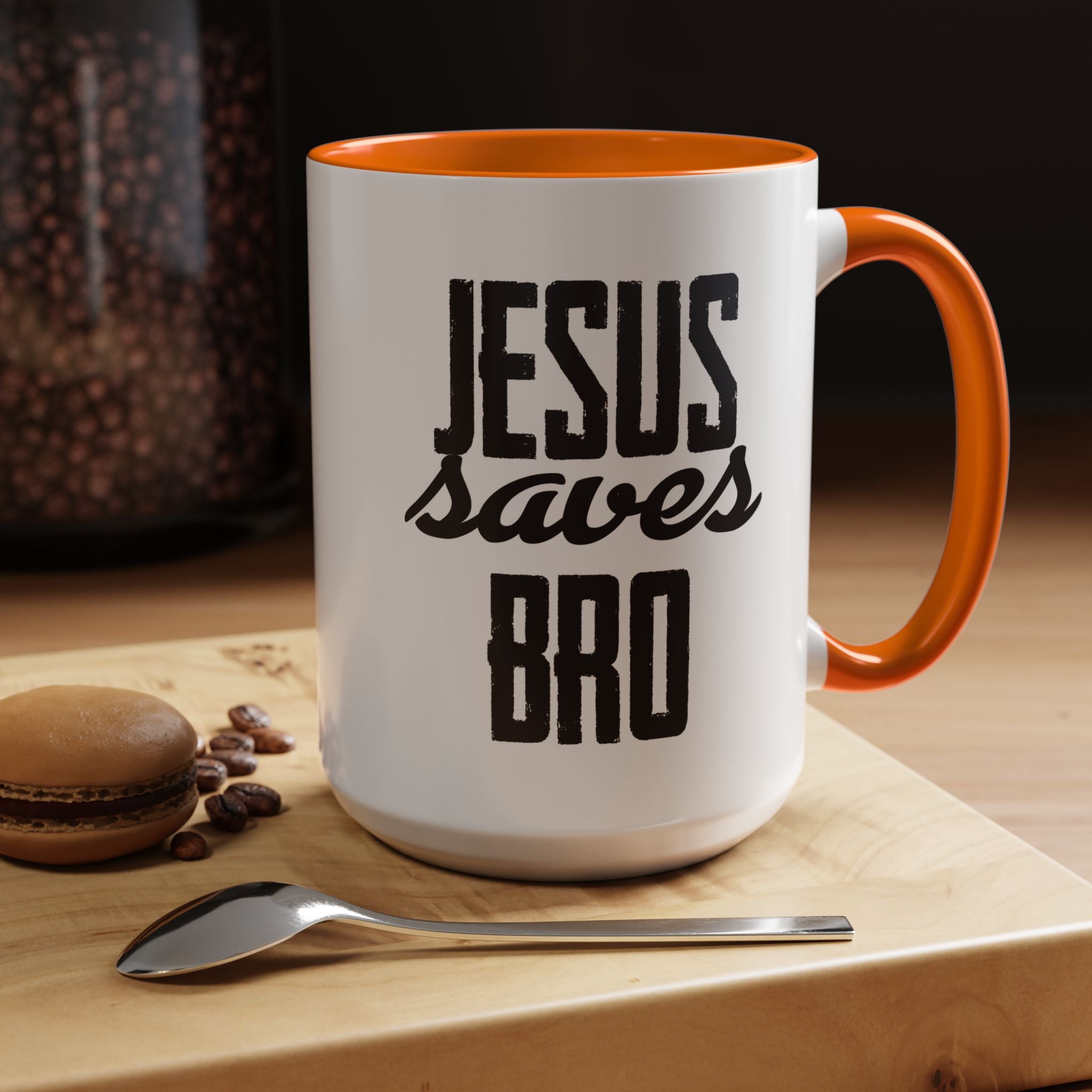 Christian Coffee Mug – 11oz & 15oz Jesus Saves Bro Quote, Colorful Interior