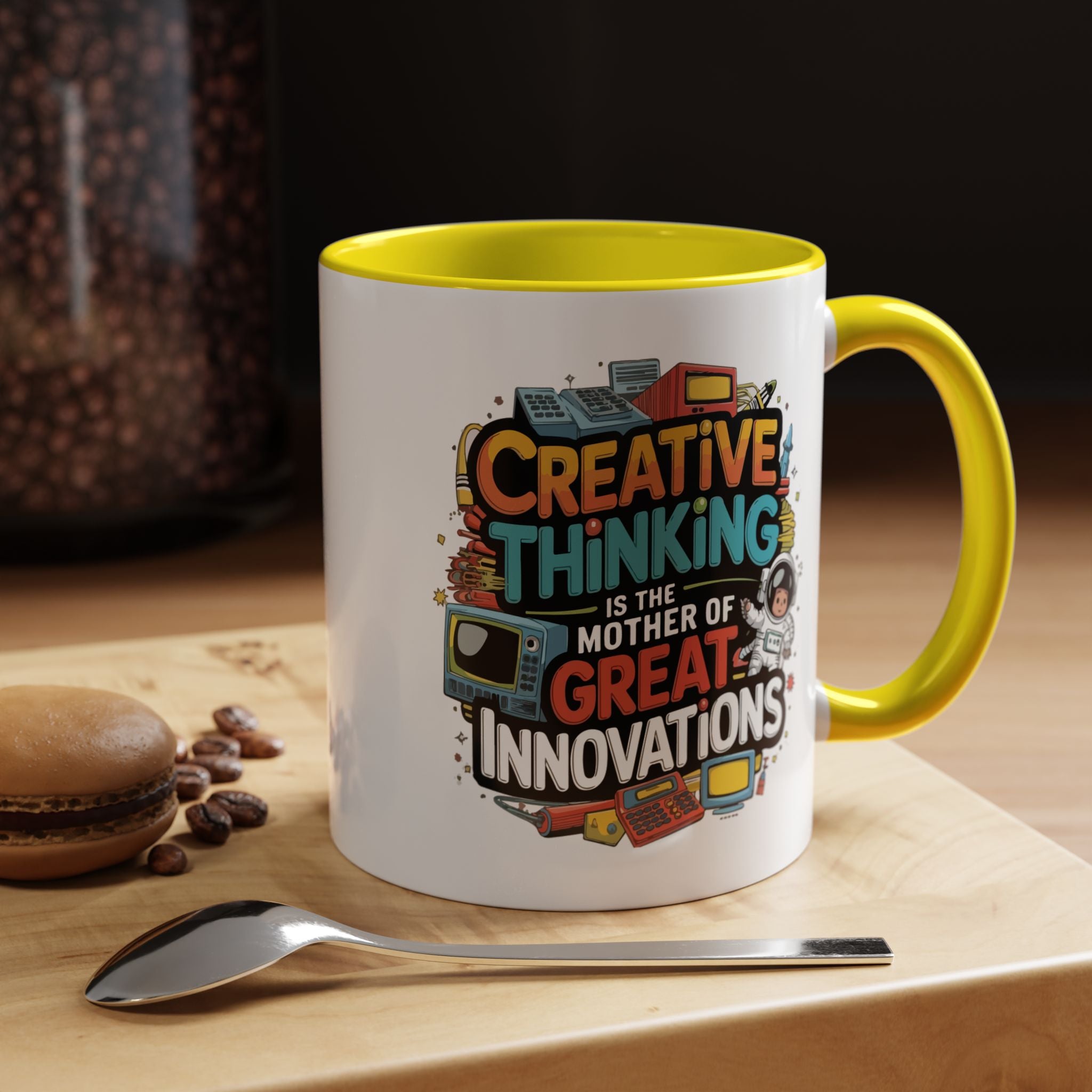 Creative Thinking Coffee Mug – 11oz Inspirational Quote, Colorful Interior