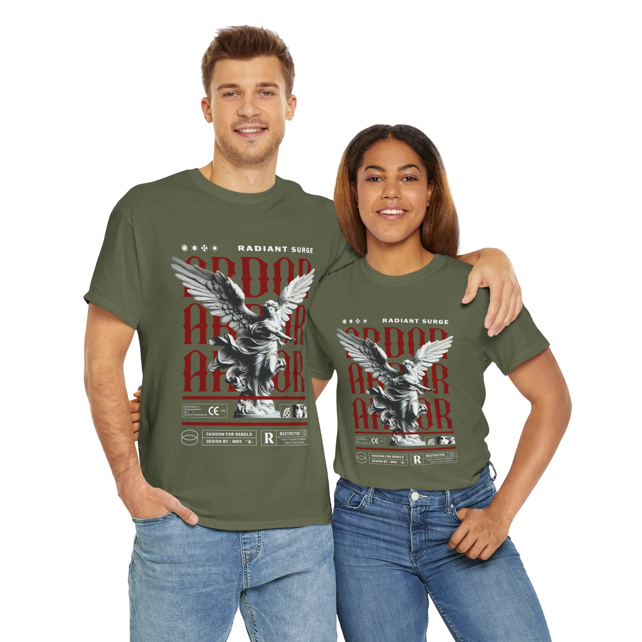 "Divine Angel" - Gothic Black & White T-Shirt Design