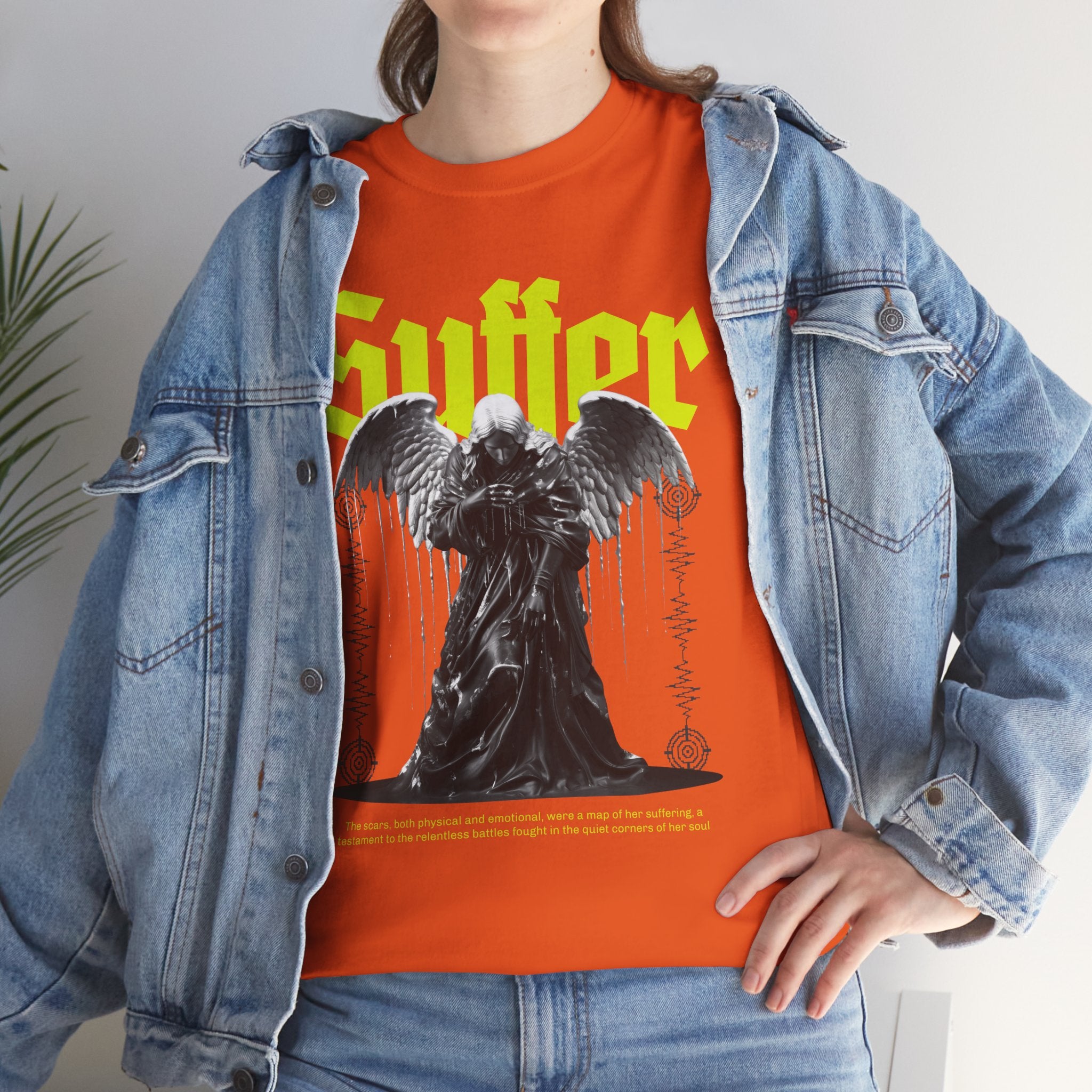 Suffer" Dark Angel Statue with Soundwave - Emotional Digital Art