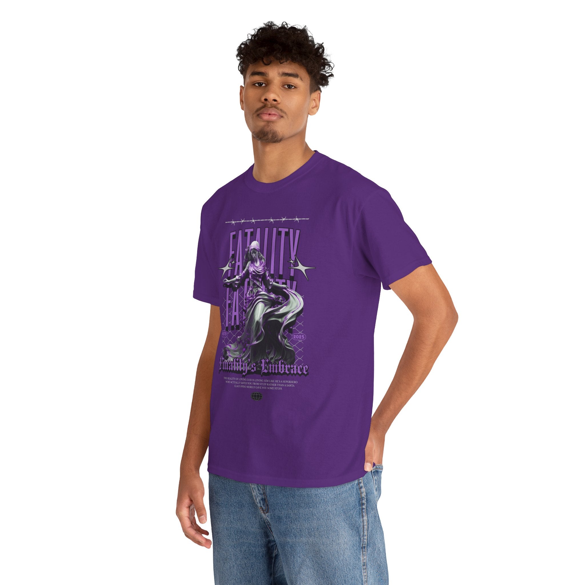 "Fatality's Embrace" Flowing Violet Statue - Gothic Digital Art