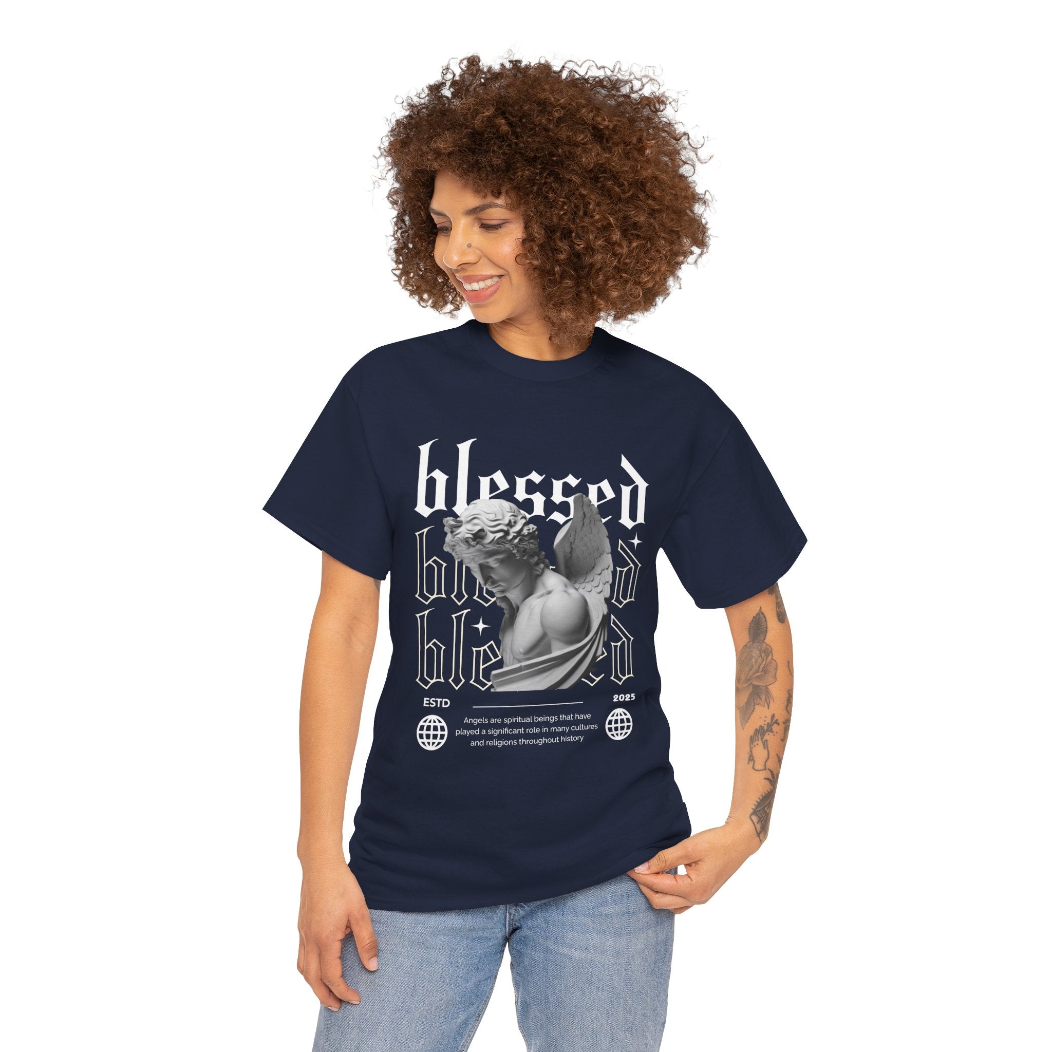 Blessed Guardian: Serene Angelic Sculpture Streetwear