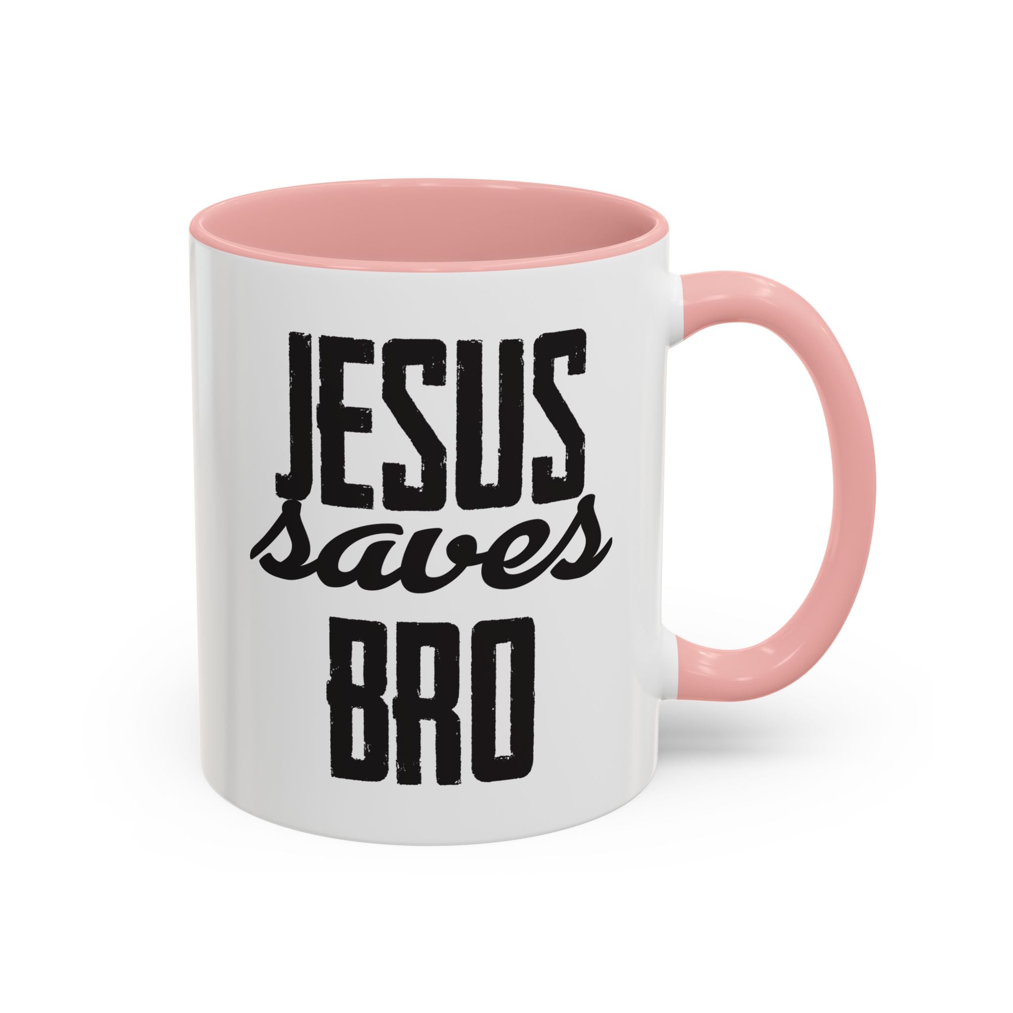 Christian Coffee Mug – 11oz & 15oz Jesus Saves Bro Quote, Colorful Interior