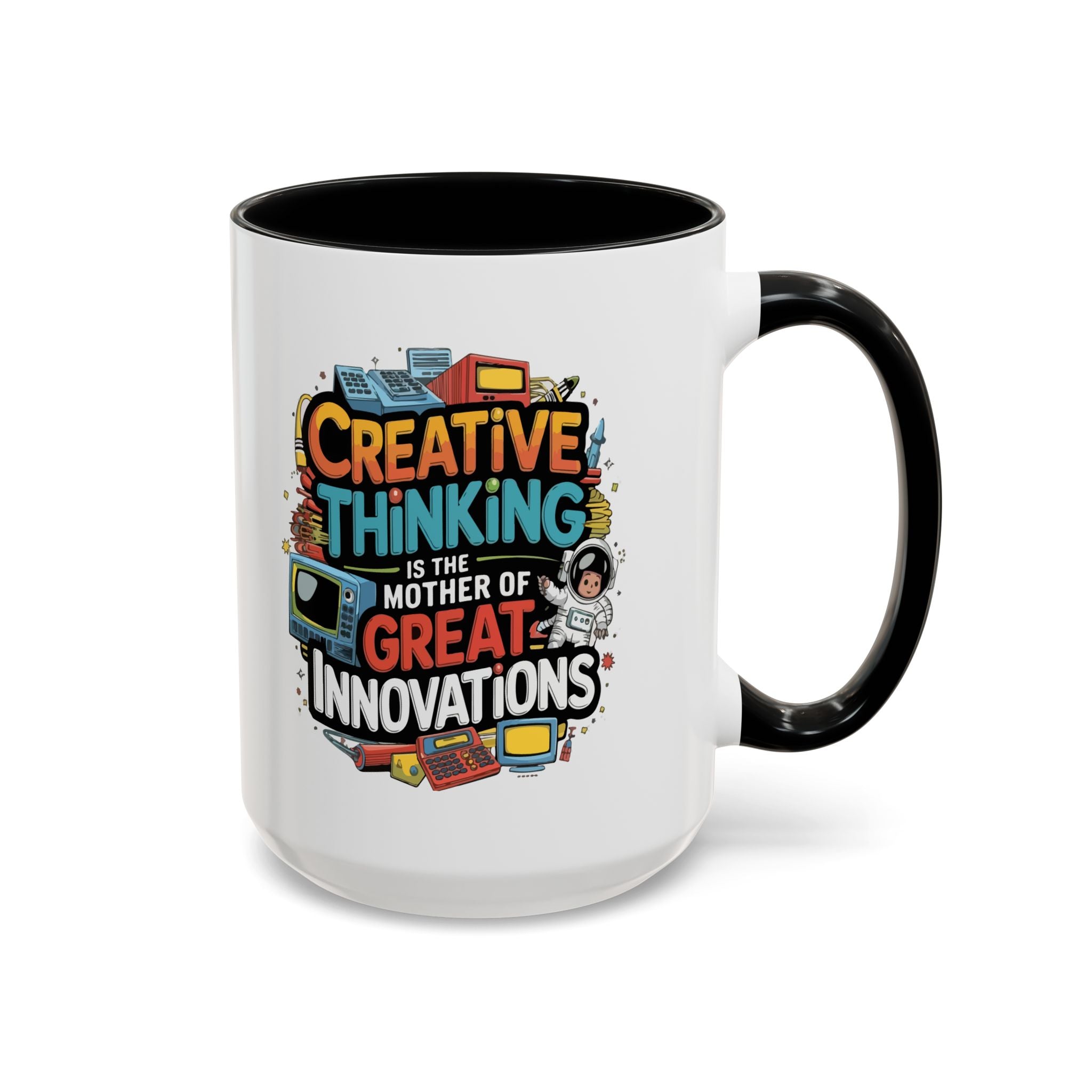Creative Thinking Coffee Mug – 11oz Inspirational Quote, Colorful Interior