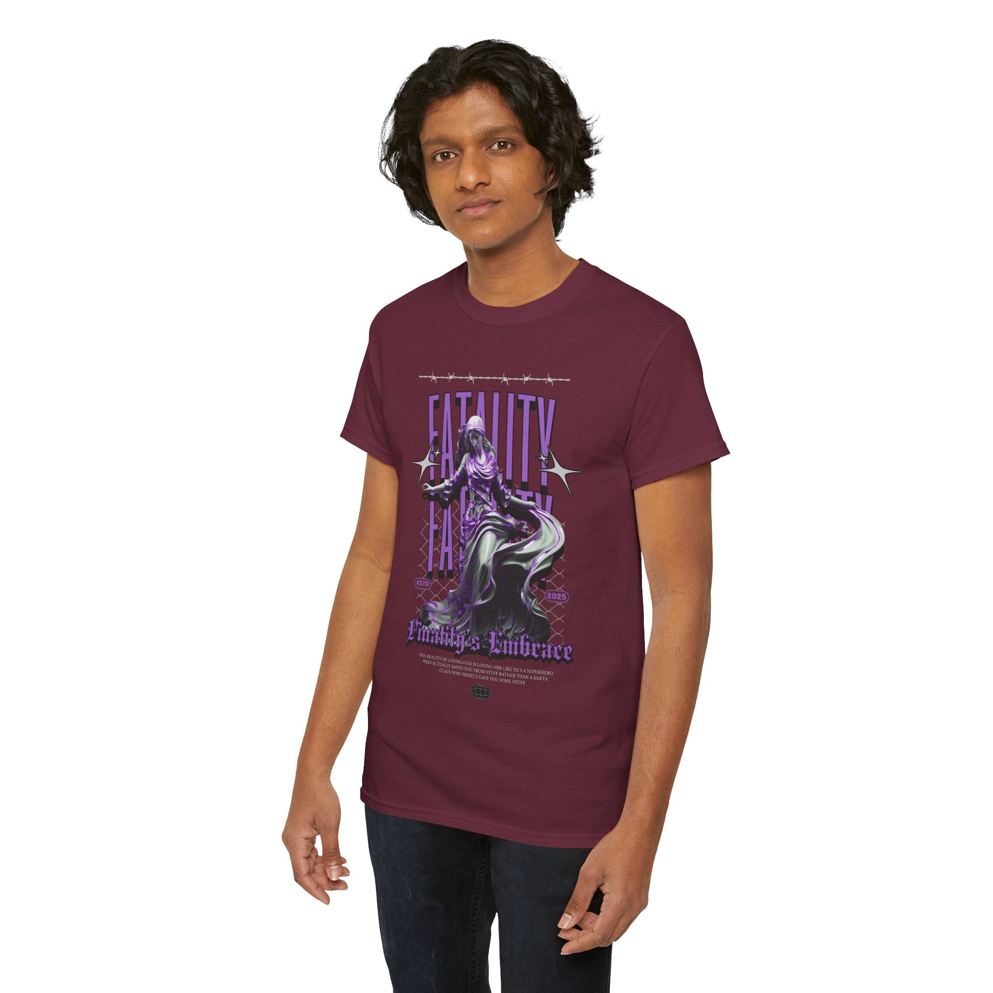 "Fatality's Embrace" Flowing Violet Statue - Gothic Digital Art