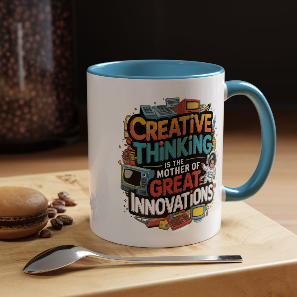 Creative Thinking Coffee Mug – 11oz Inspirational Quote, Colorful Interior