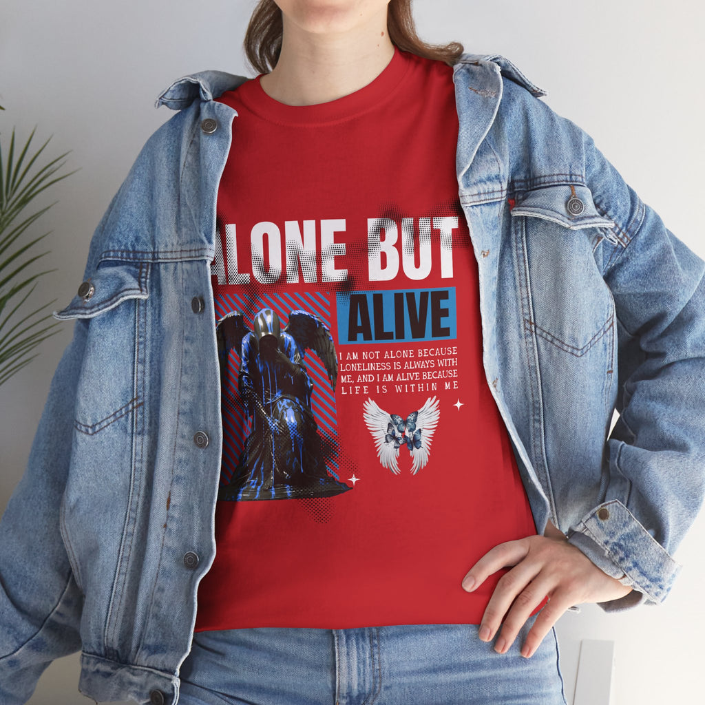 Alone but Alive" Dark Angel Statue with Blue Accents - Digital Art