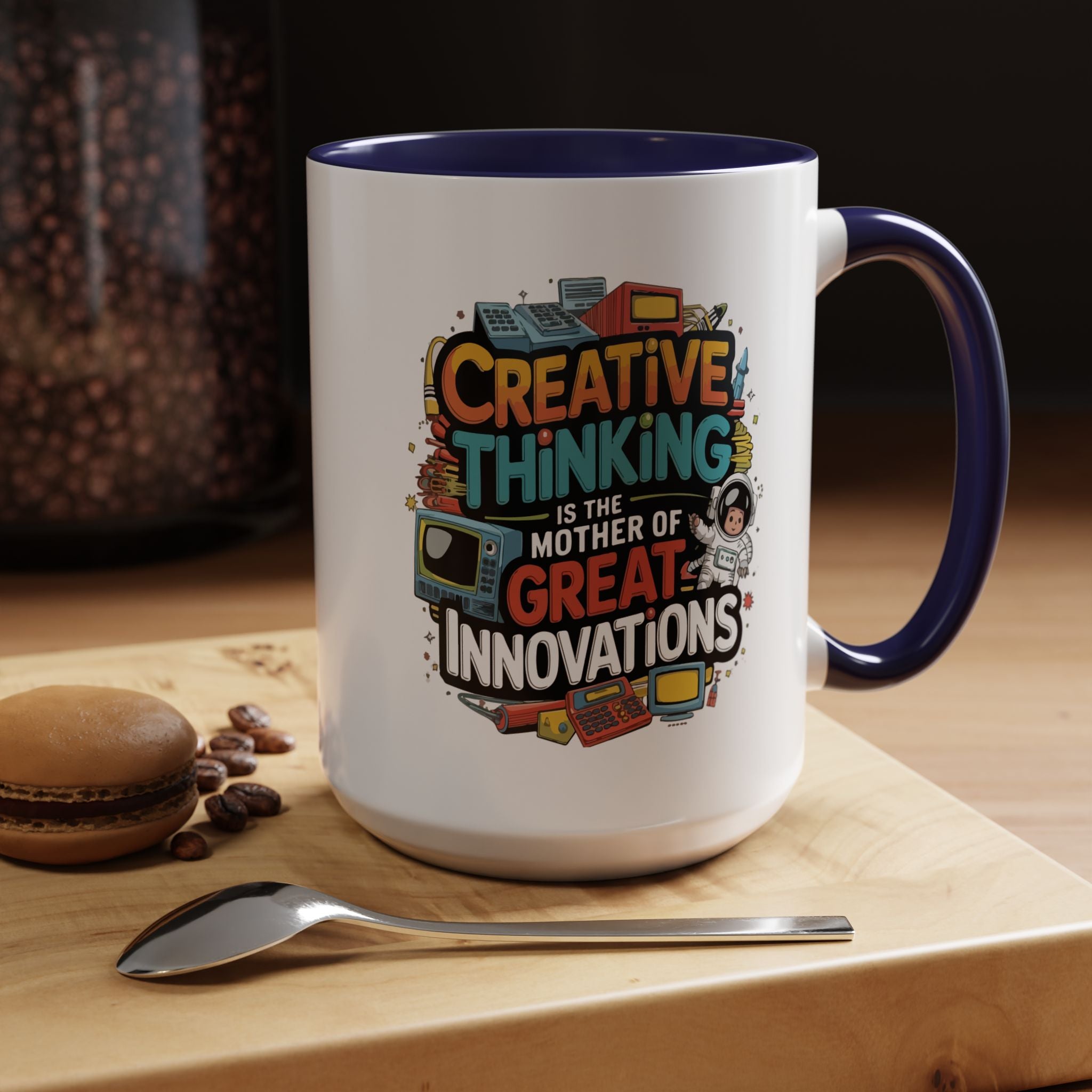 Creative Thinking Coffee Mug – 11oz Inspirational Quote, Colorful Interior
