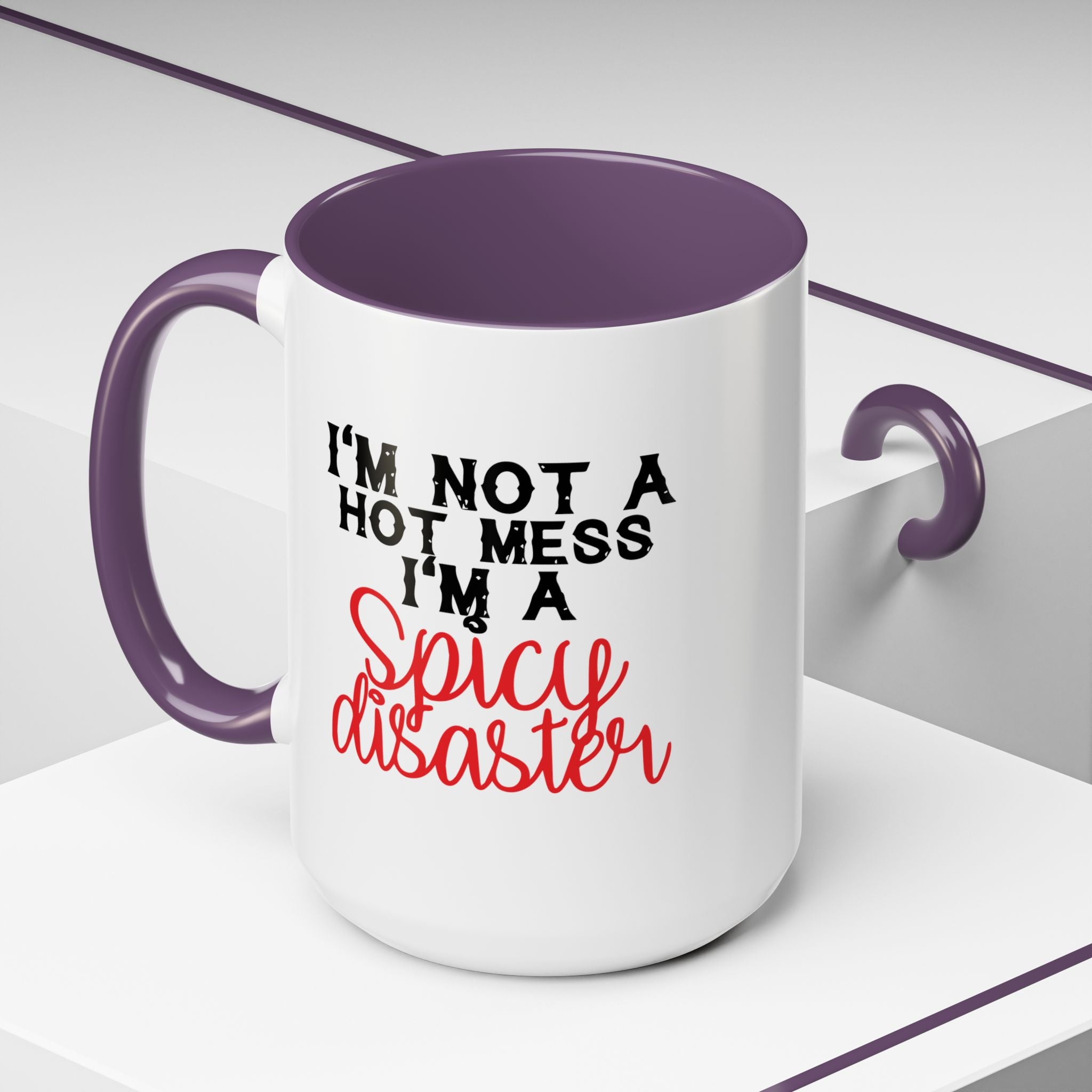 Sassy Coffee Mug – 11oz & 15oz Funny Spicy Disaster Quote, Colorful Interior