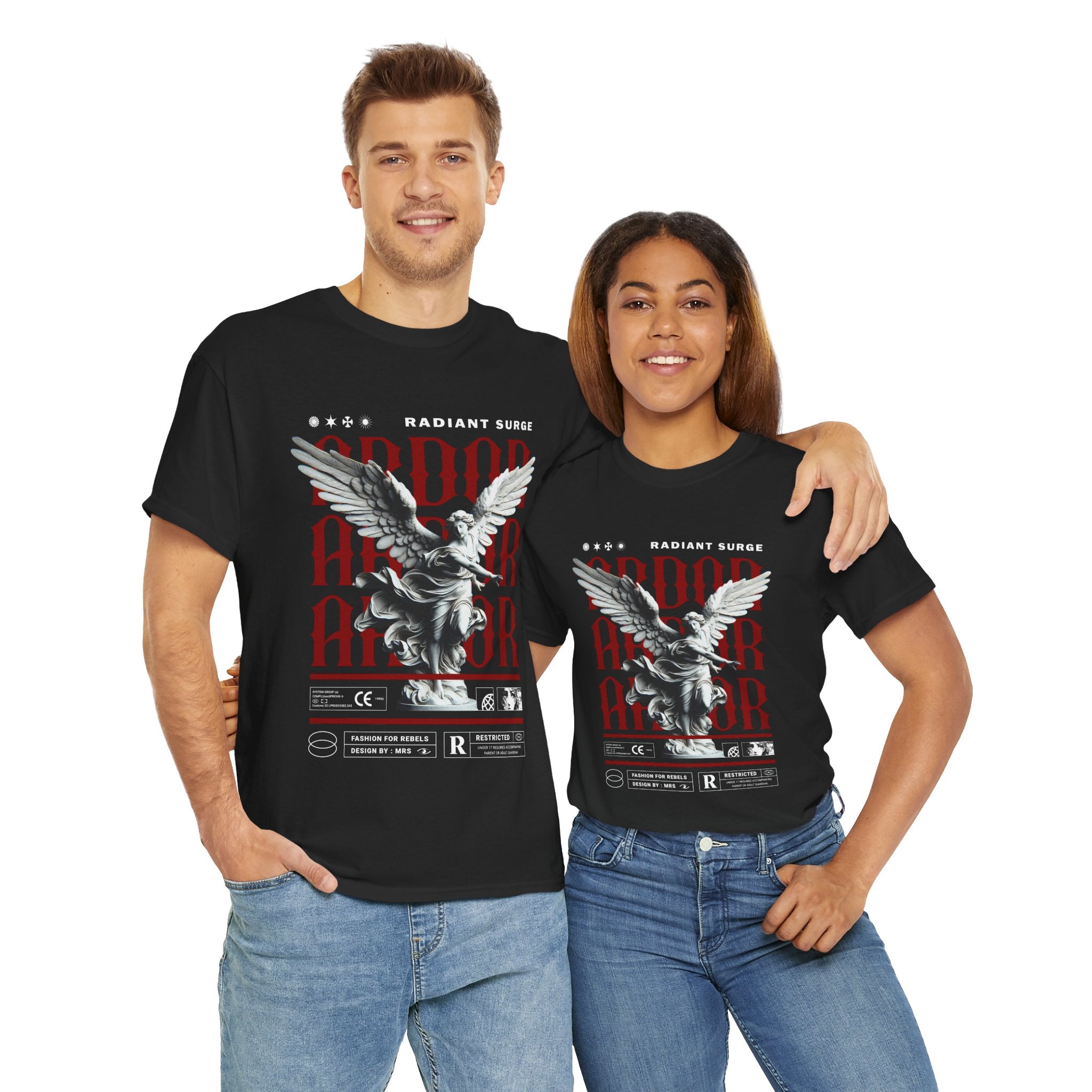 "Divine Angel" - Gothic Black & White T-Shirt Design