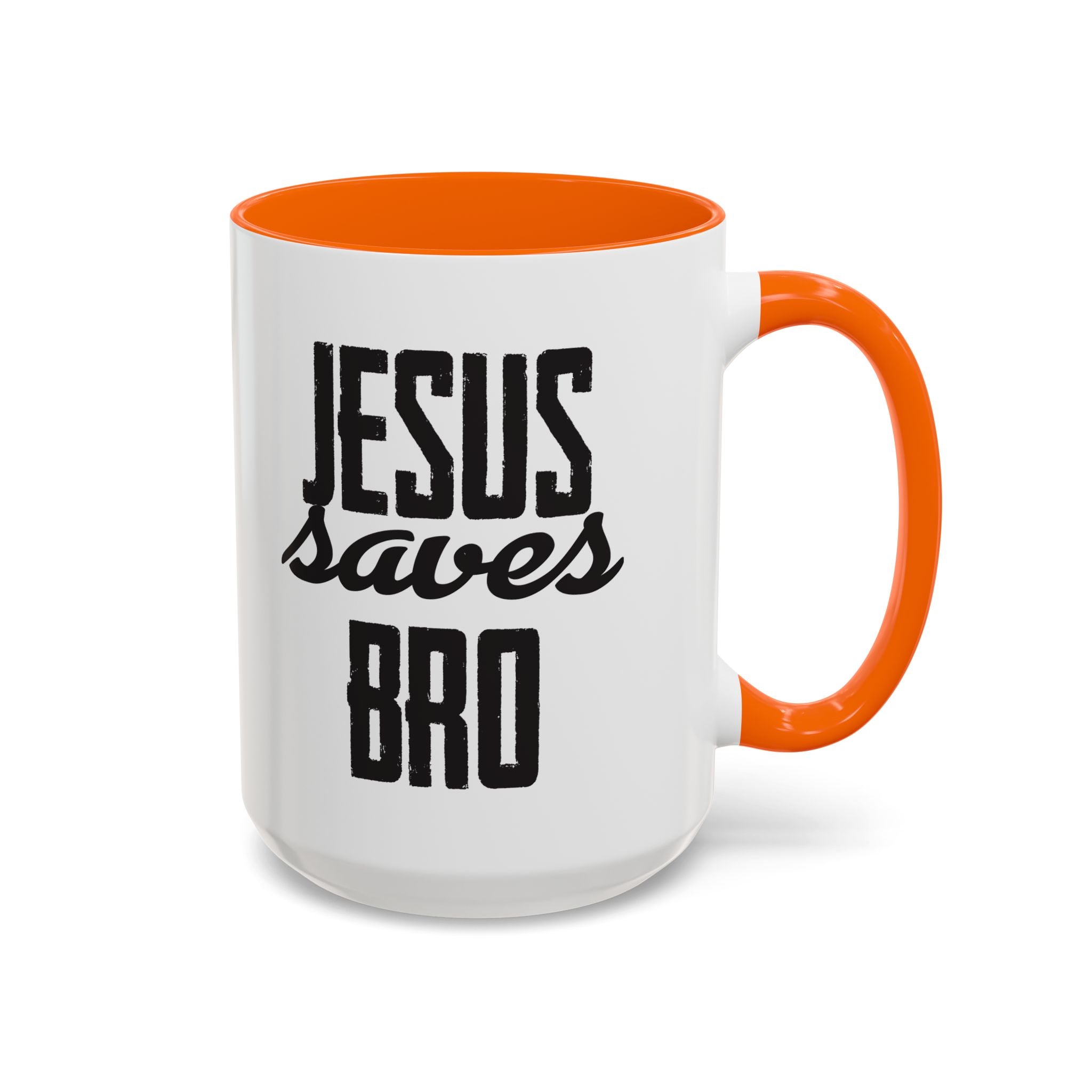 Christian Coffee Mug – 11oz & 15oz Jesus Saves Bro Quote, Colorful Interior