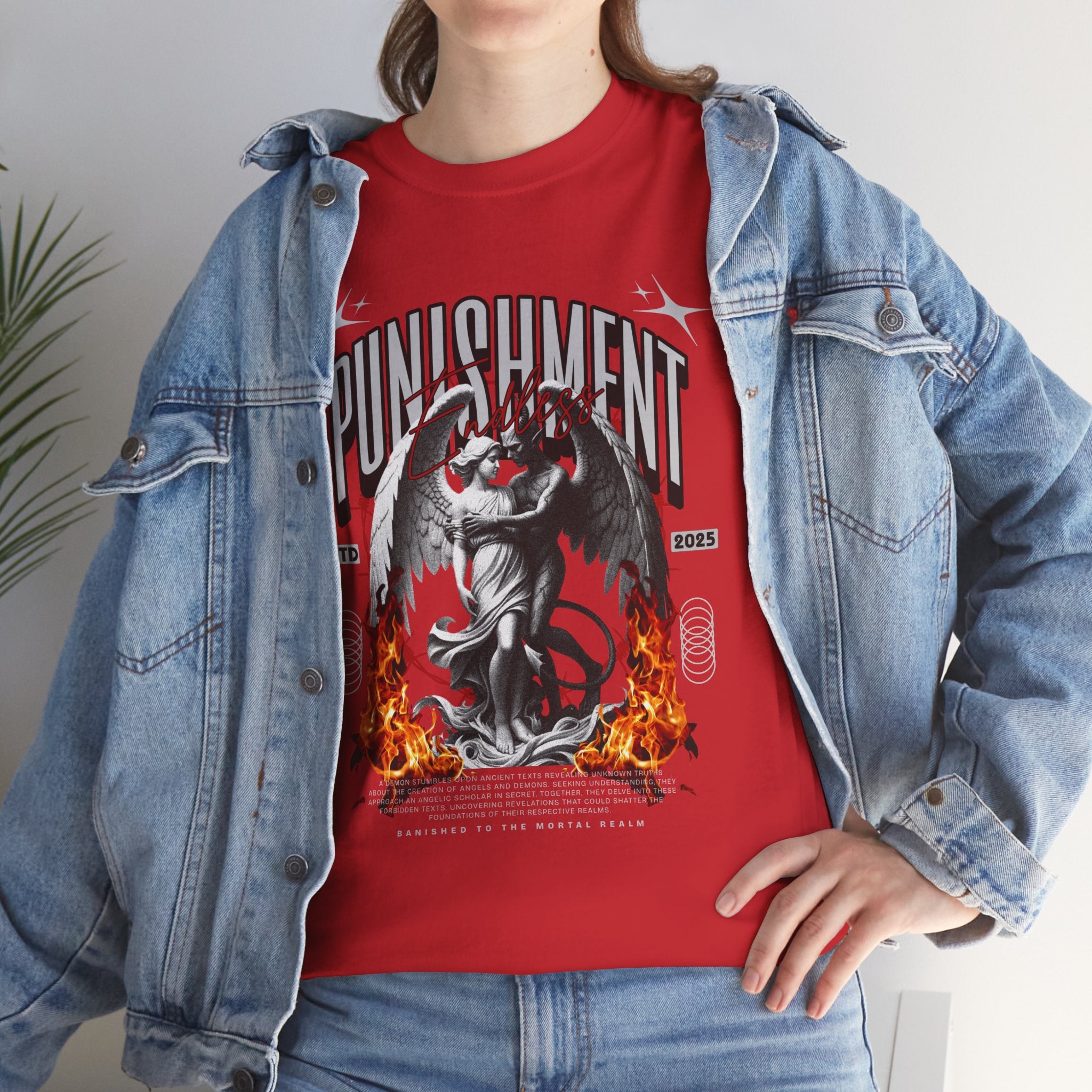 Endless Punishment: Angel & Demon Embrace Streetwear Graphic