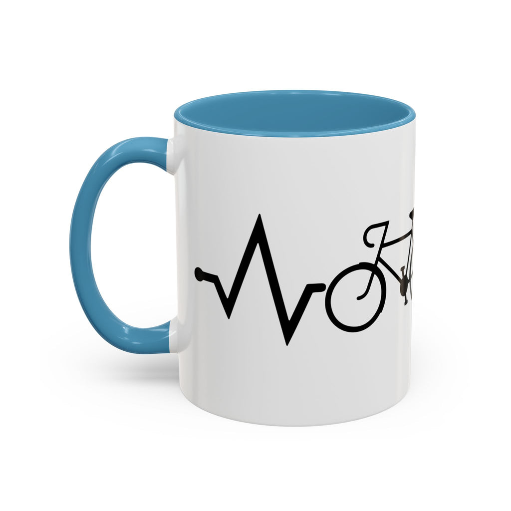 Cycling Lifeline Coffee Mug – 11oz & 15oz Bicycle Heartbeat Design, Colorful Interior