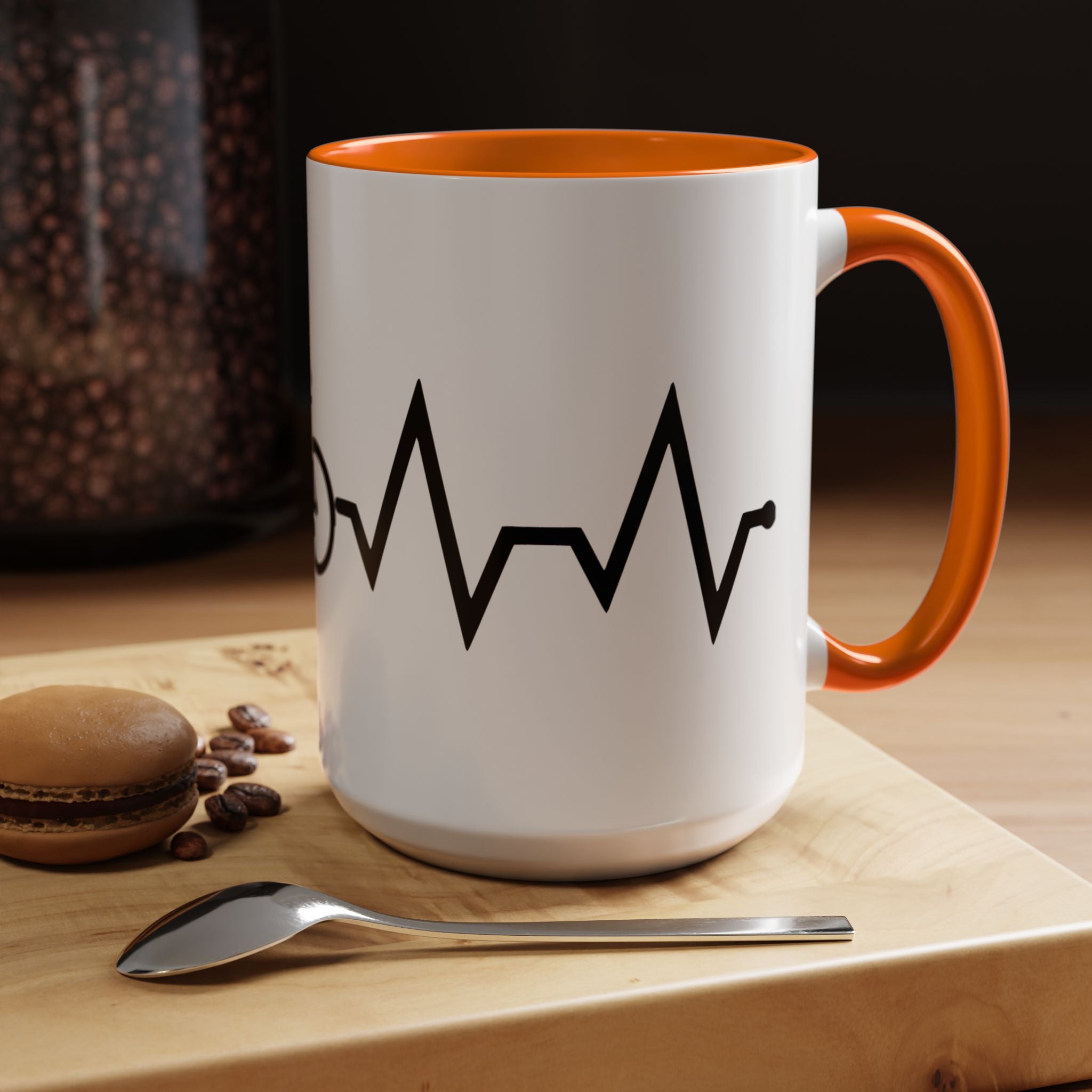 Cycling Lifeline Coffee Mug – 11oz & 15oz Bicycle Heartbeat Design, Colorful Interior