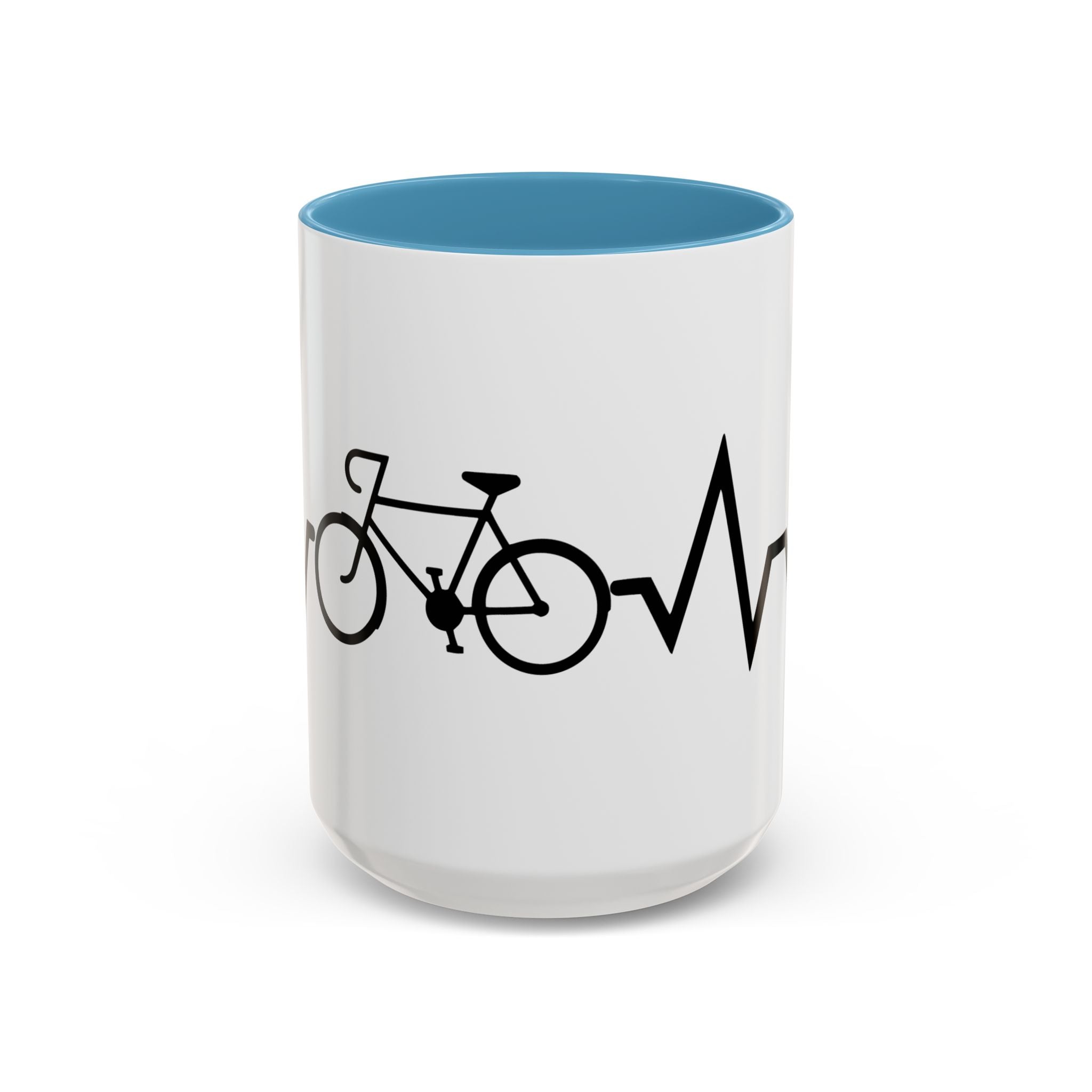 Cycling Lifeline Coffee Mug – 11oz & 15oz Bicycle Heartbeat Design, Colorful Interior