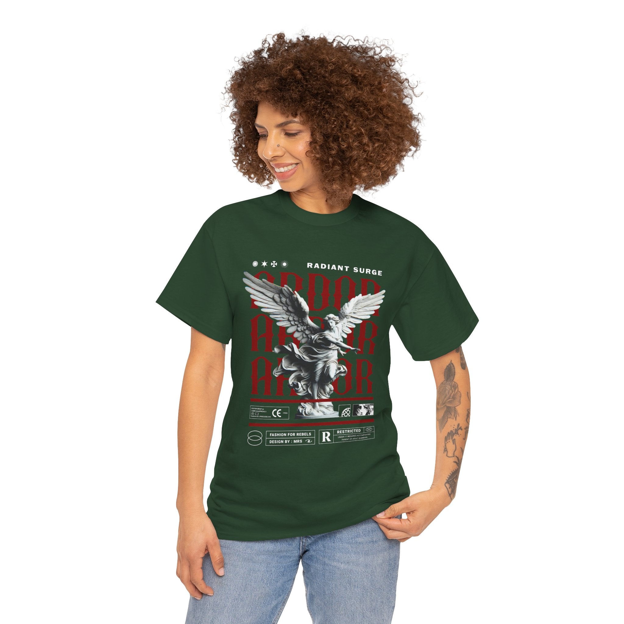 "Divine Angel" - Gothic Black & White T-Shirt Design