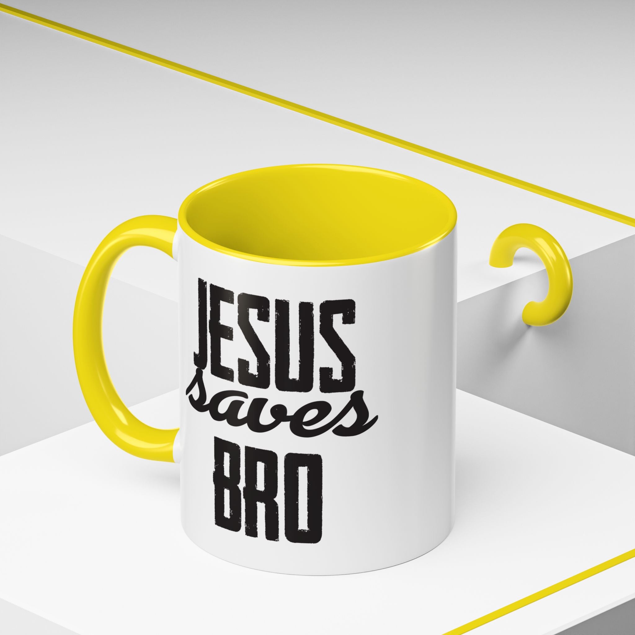 Christian Coffee Mug – 11oz & 15oz Jesus Saves Bro Quote, Colorful Interior