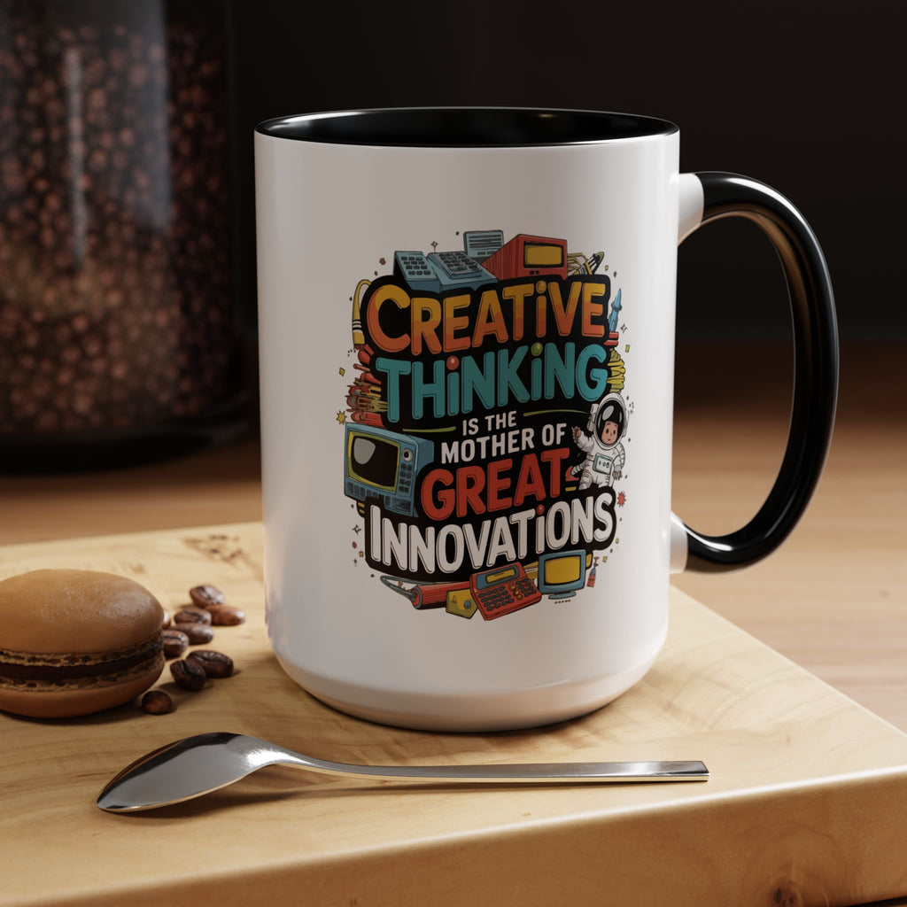 Creative Thinking Coffee Mug – 11oz Inspirational Quote, Colorful Interior