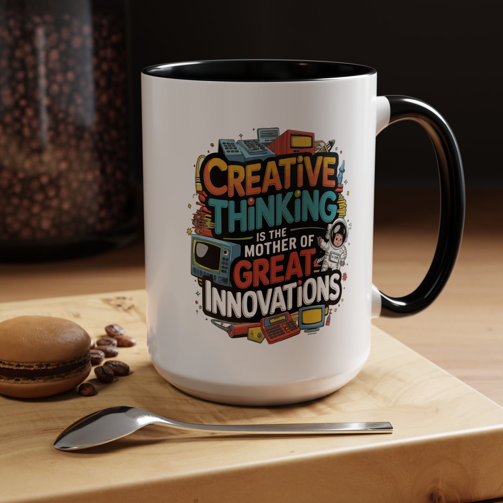 Creative Thinking Coffee Mug – 11oz Inspirational Quote, Colorful Interior