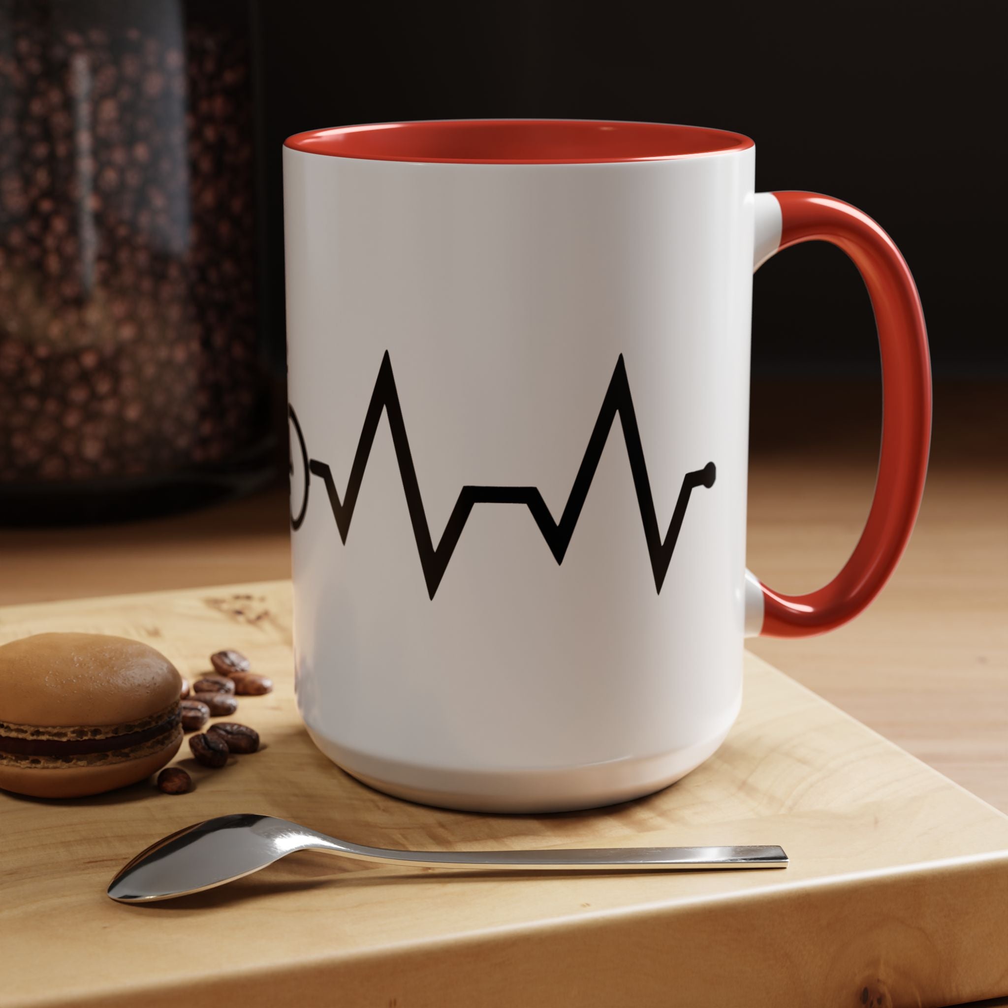 Cycling Lifeline Coffee Mug – 11oz & 15oz Bicycle Heartbeat Design, Colorful Interior