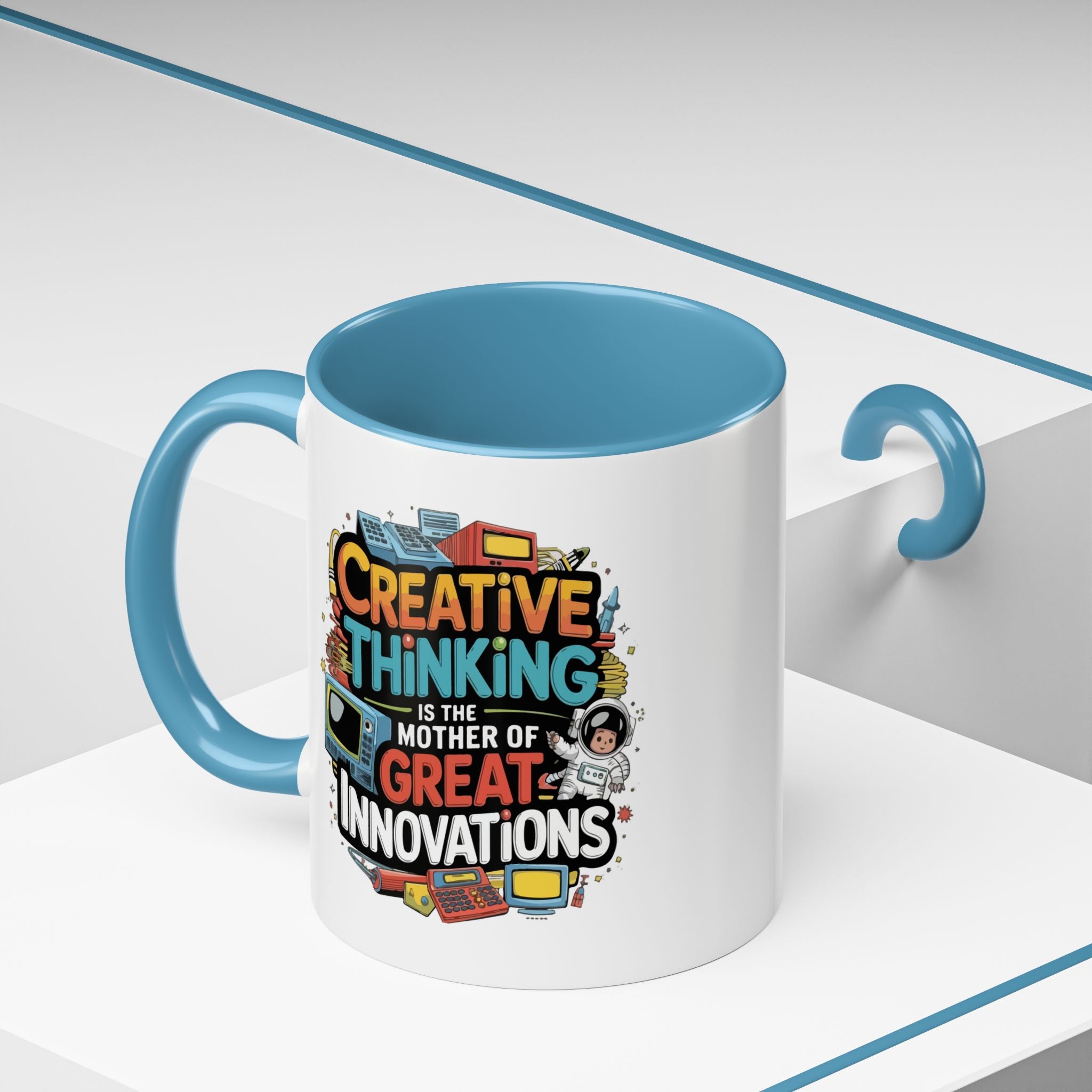 Creative Thinking Coffee Mug – 11oz Inspirational Quote, Colorful Interior