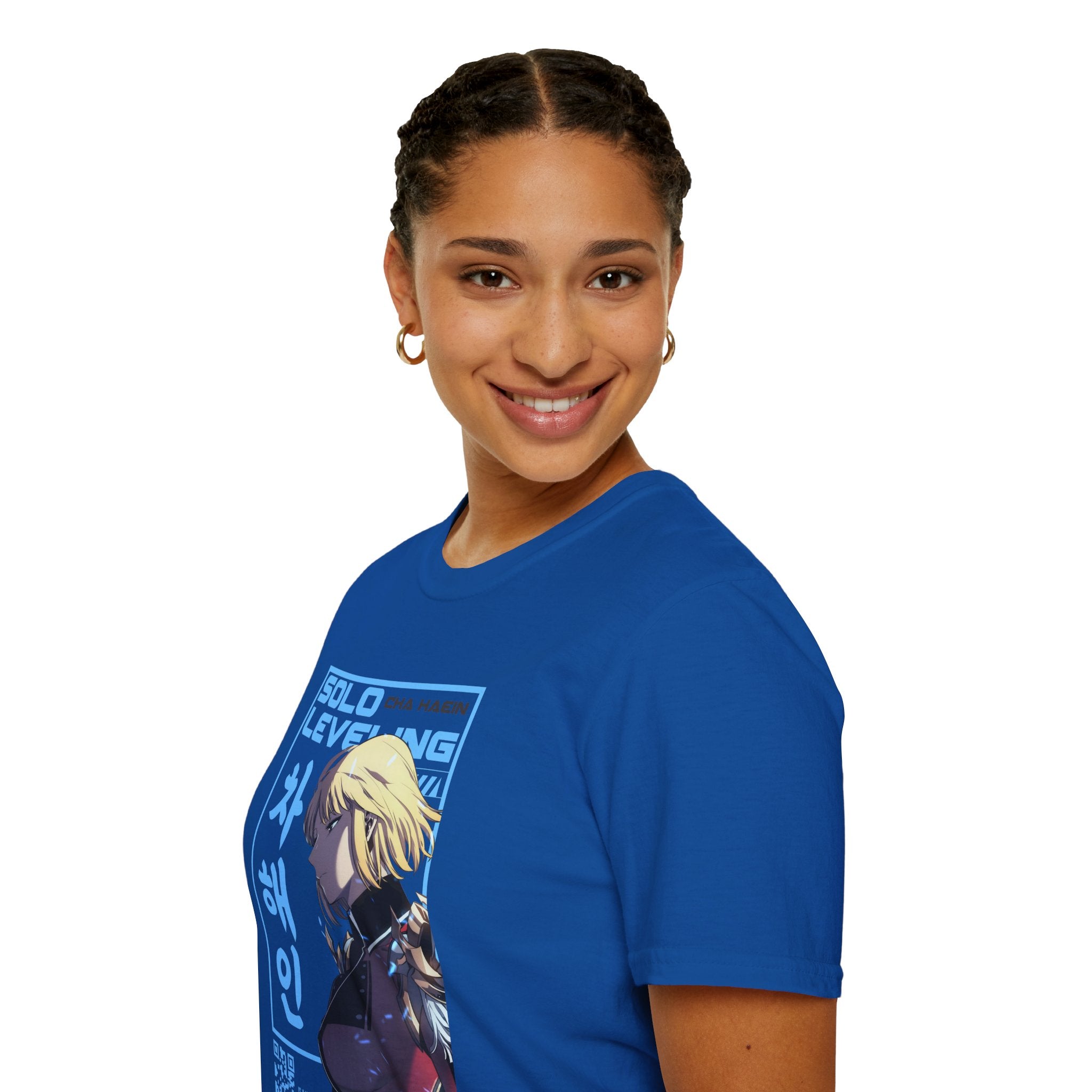 Solo Leveling Cha Hae-In Anime T-Shirt – Black Graphic Tee for Fans