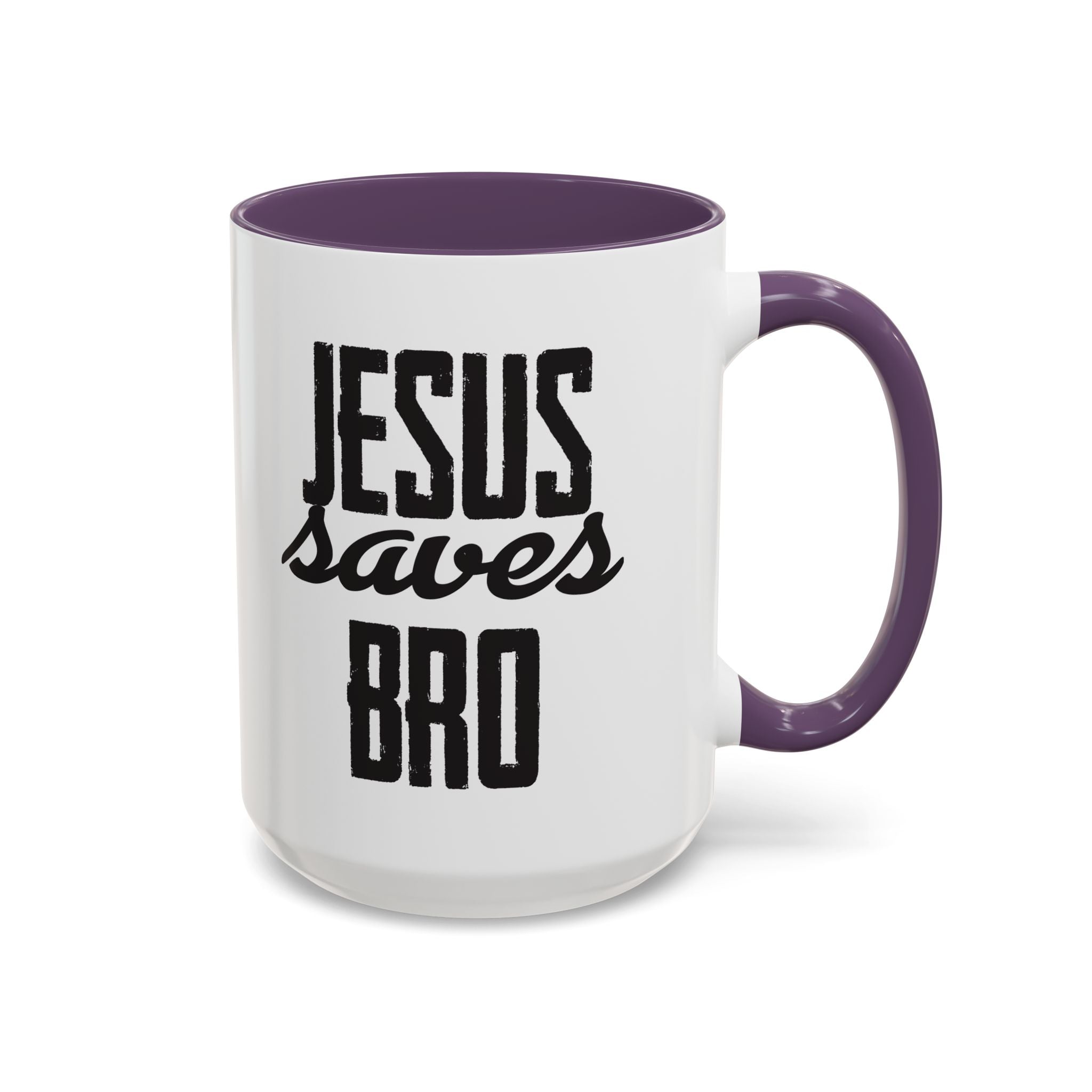 Christian Coffee Mug – 11oz & 15oz Jesus Saves Bro Quote, Colorful Interior