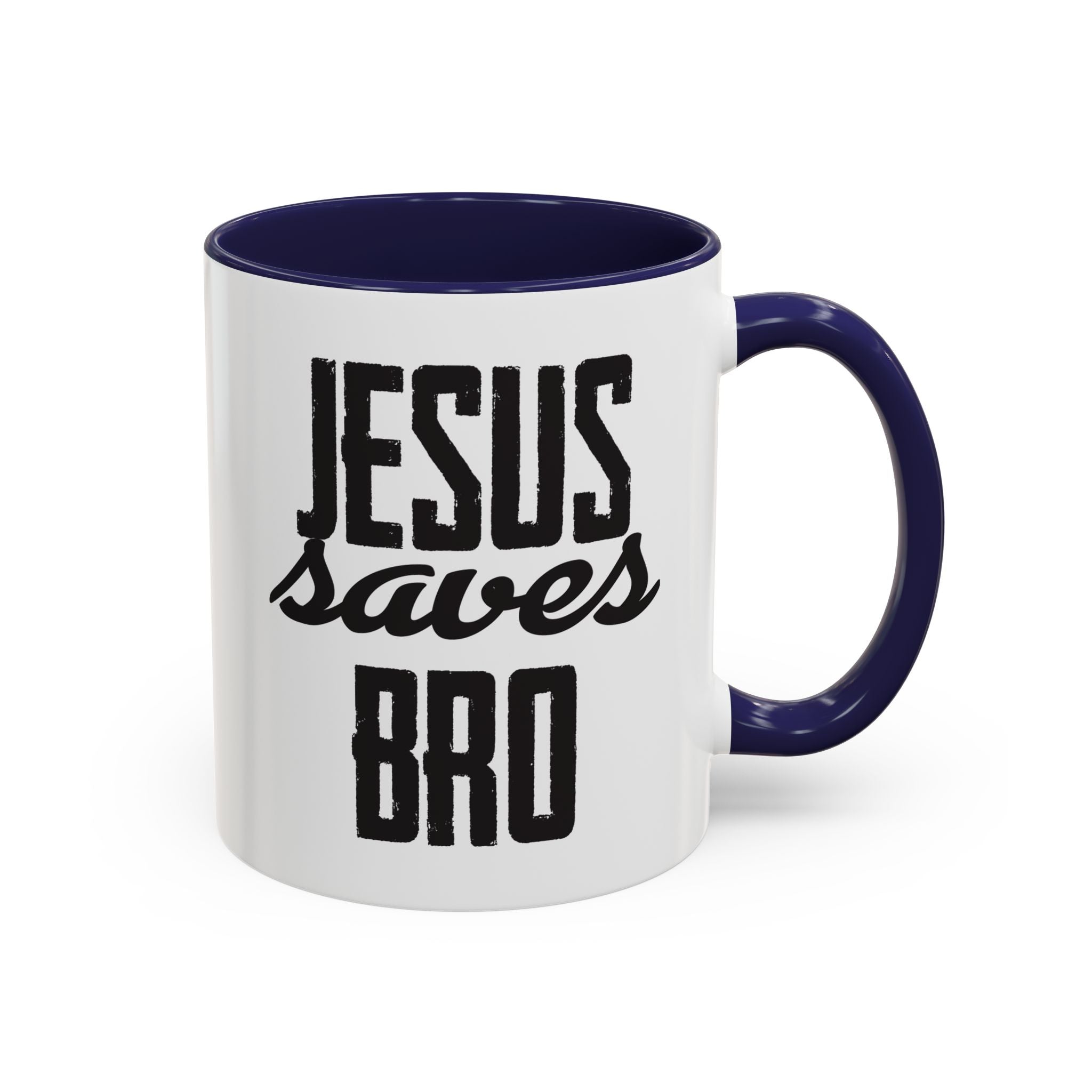 Christian Coffee Mug – 11oz & 15oz Jesus Saves Bro Quote, Colorful Interior