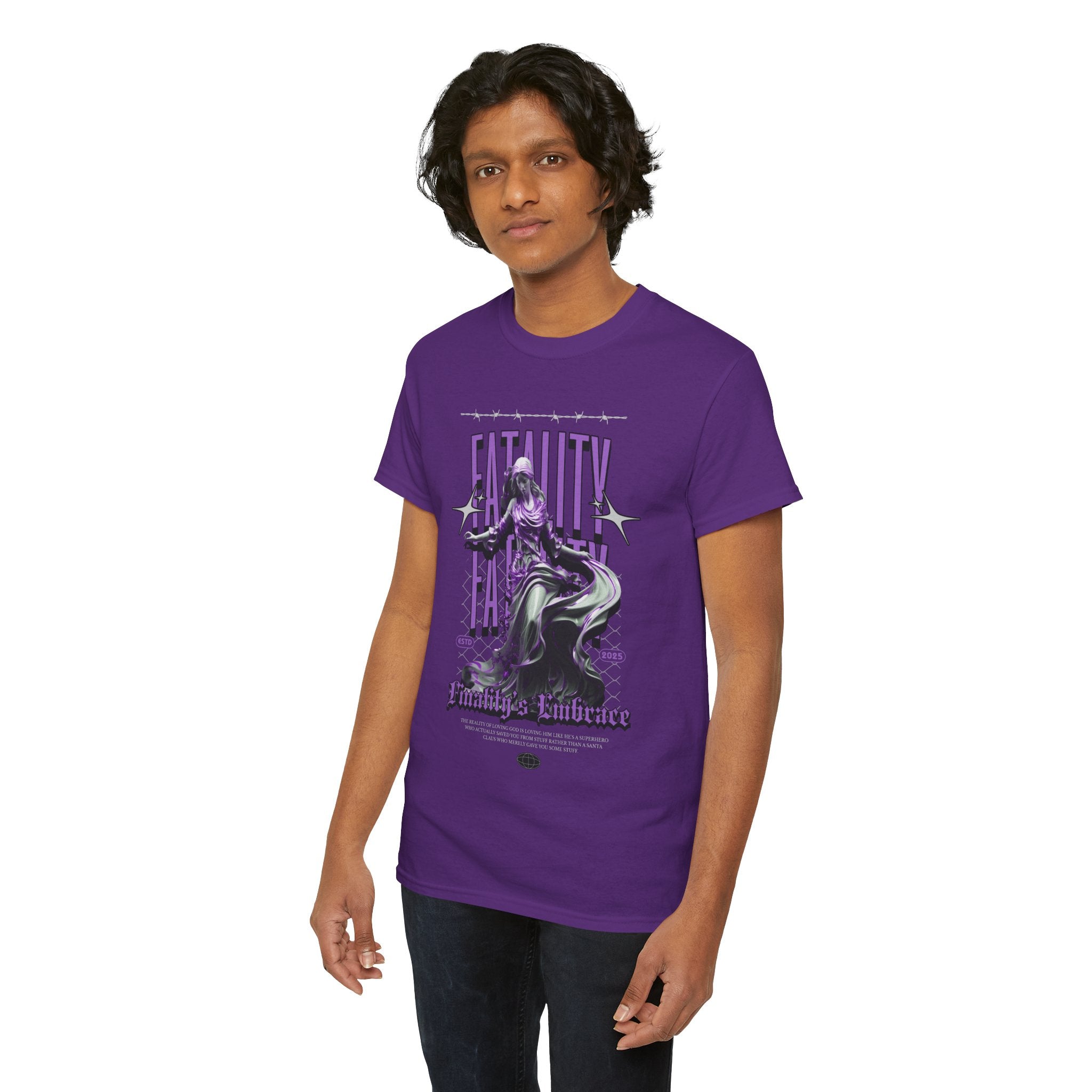 "Fatality's Embrace" Flowing Violet Statue - Gothic Digital Art