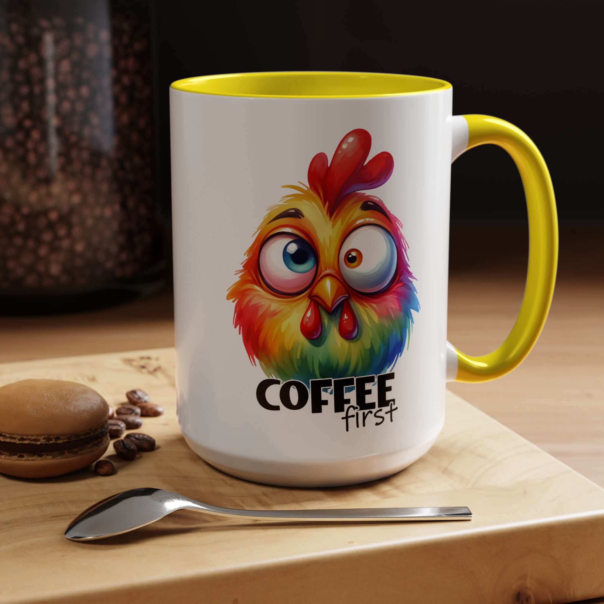 Coffee First – Colorful Chicken Mug