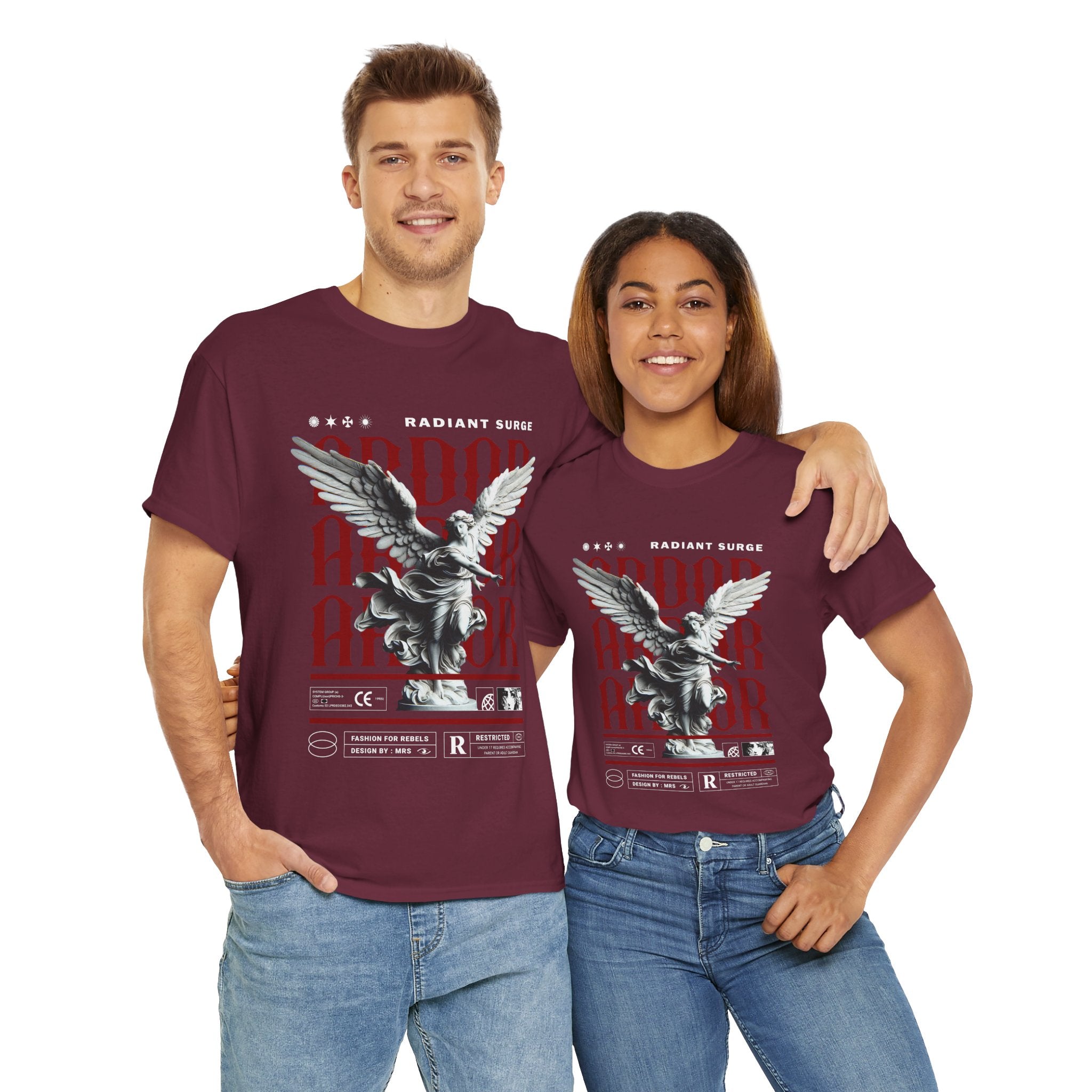 "Divine Angel" - Gothic Black & White T-Shirt Design
