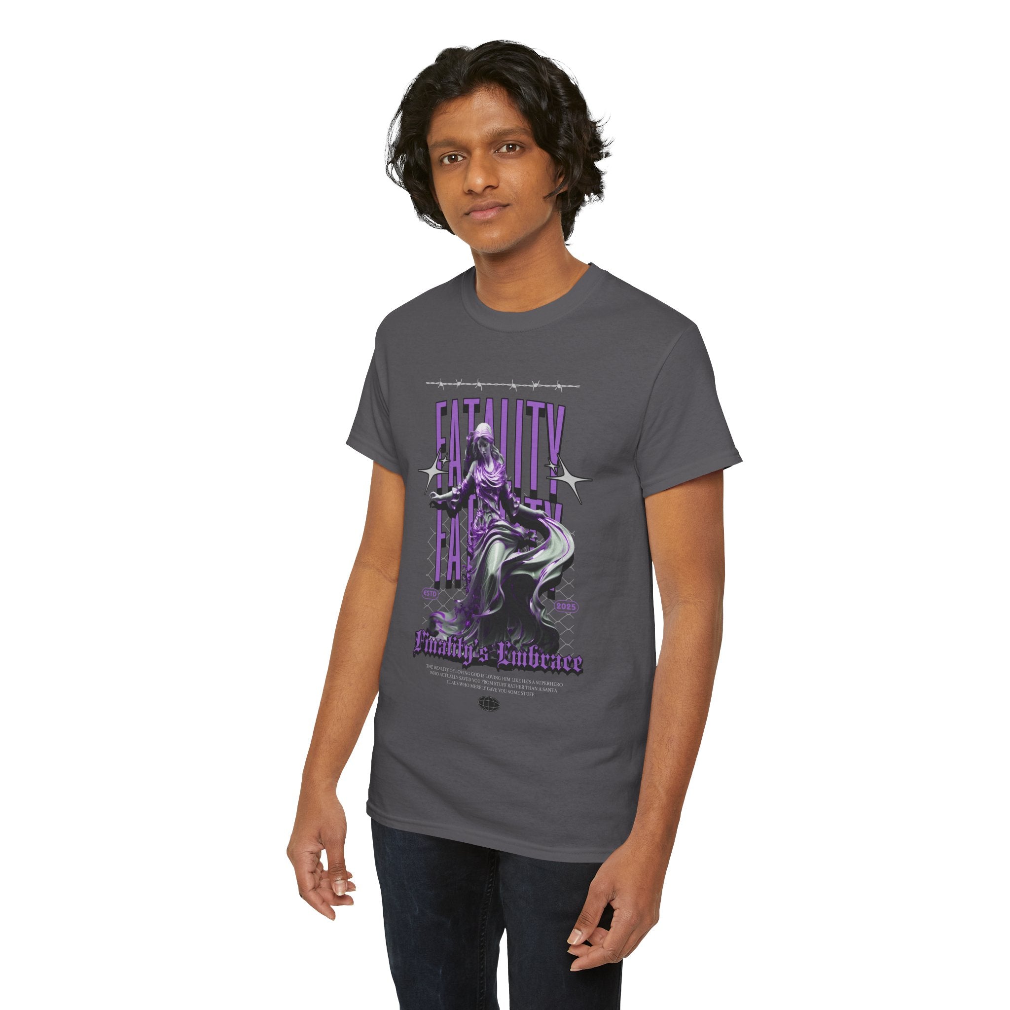 "Fatality's Embrace" Flowing Violet Statue - Gothic Digital Art