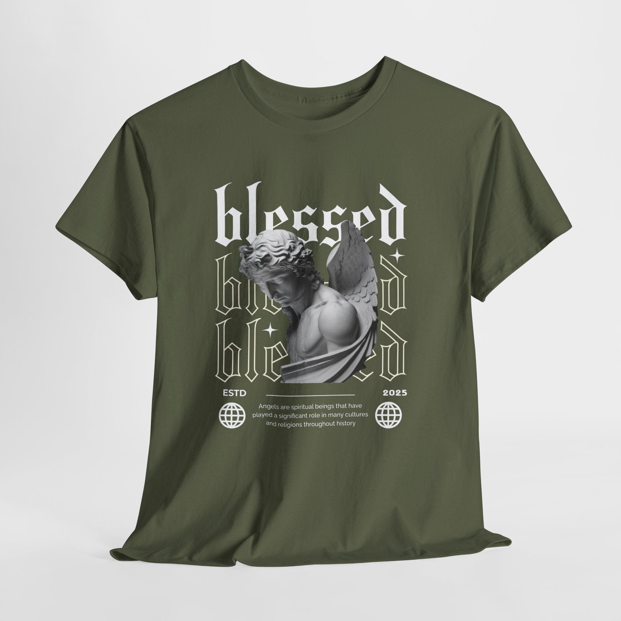 Blessed Guardian: Serene Angelic Sculpture Streetwear