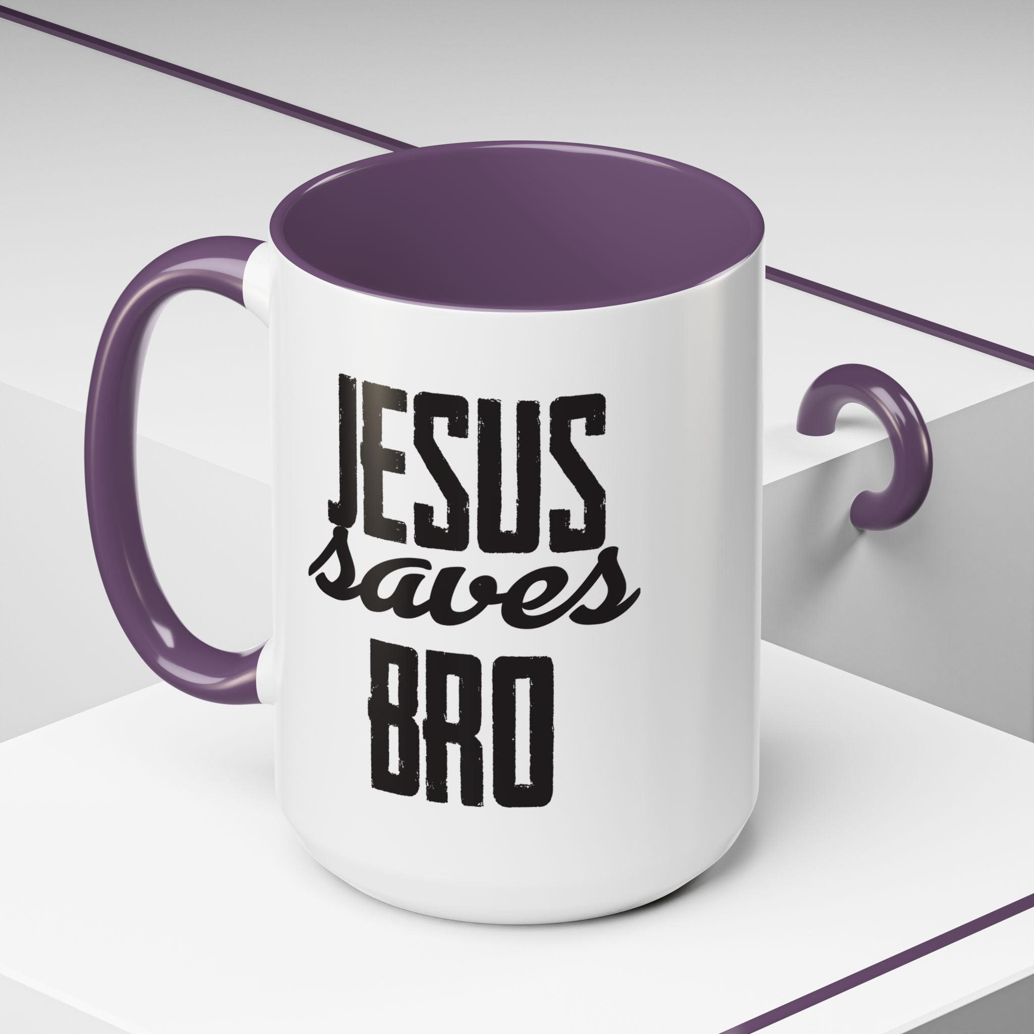 Christian Coffee Mug – 11oz & 15oz Jesus Saves Bro Quote, Colorful Interior