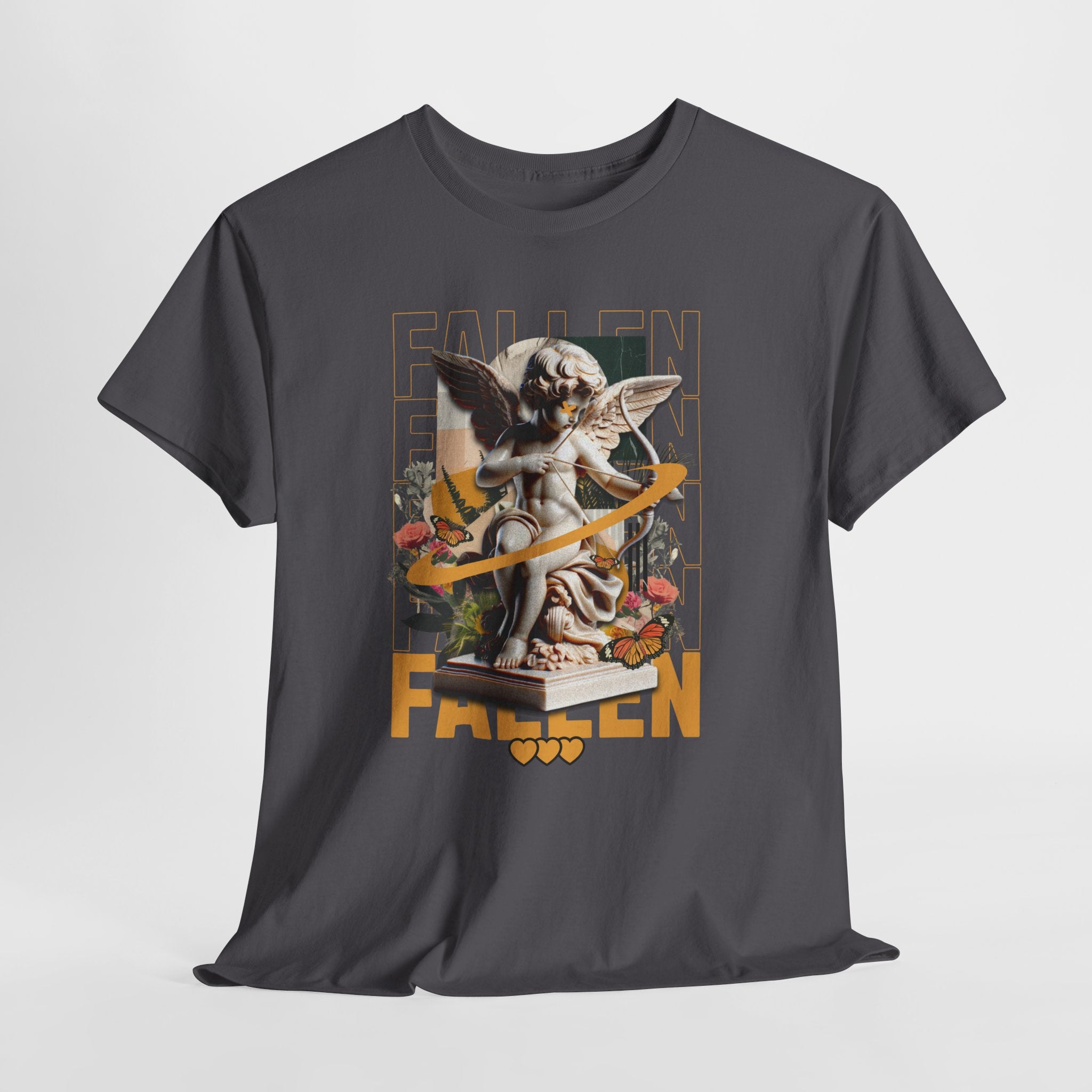 Fallen" Cupid Statue with Monarch Butterflies - Aesthetic Digital Art