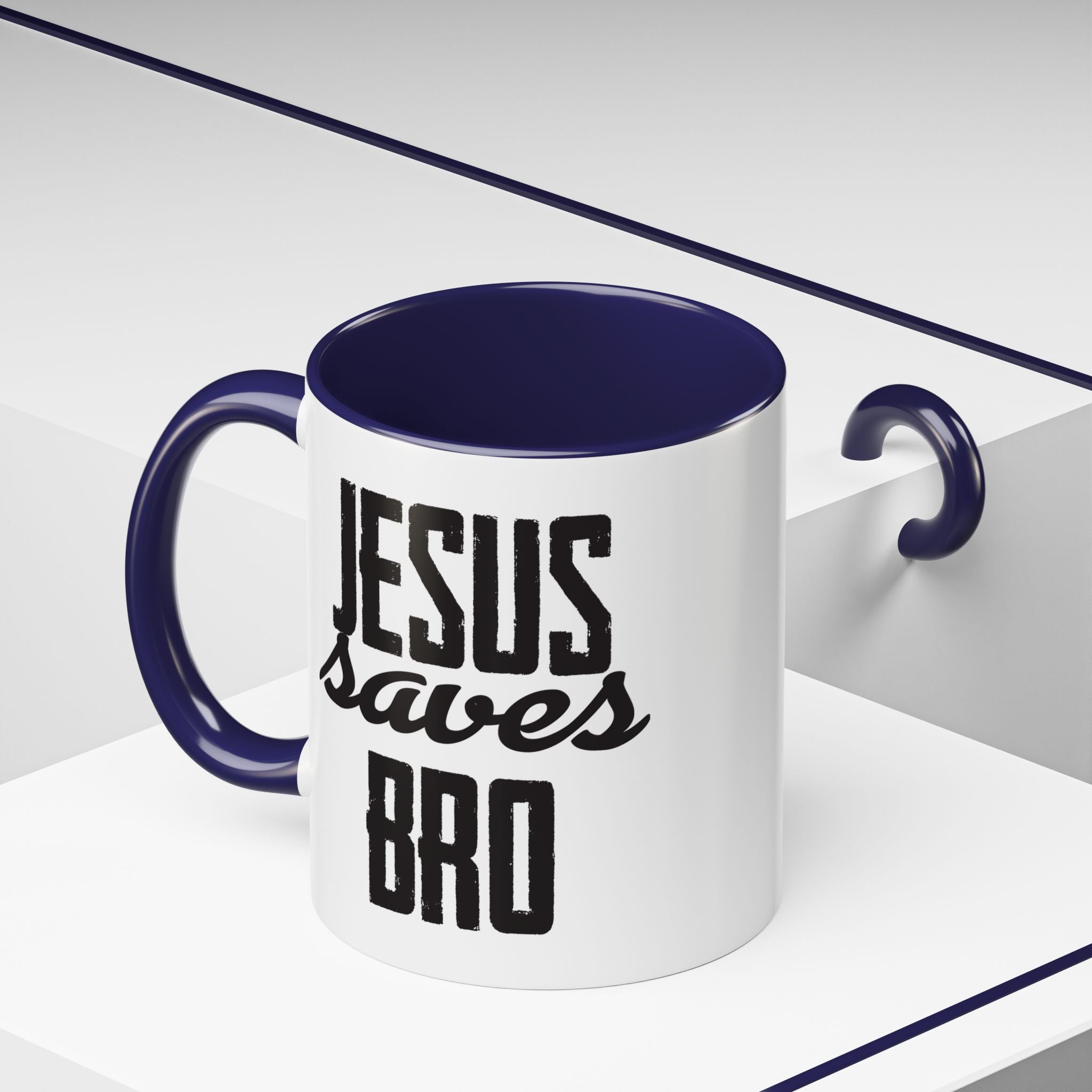 Christian Coffee Mug – 11oz & 15oz Jesus Saves Bro Quote, Colorful Interior