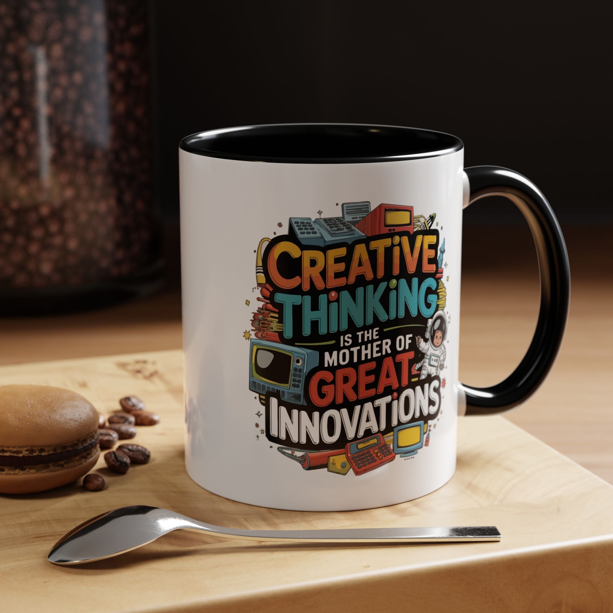 Creative Thinking Coffee Mug – 11oz Inspirational Quote, Colorful Interior