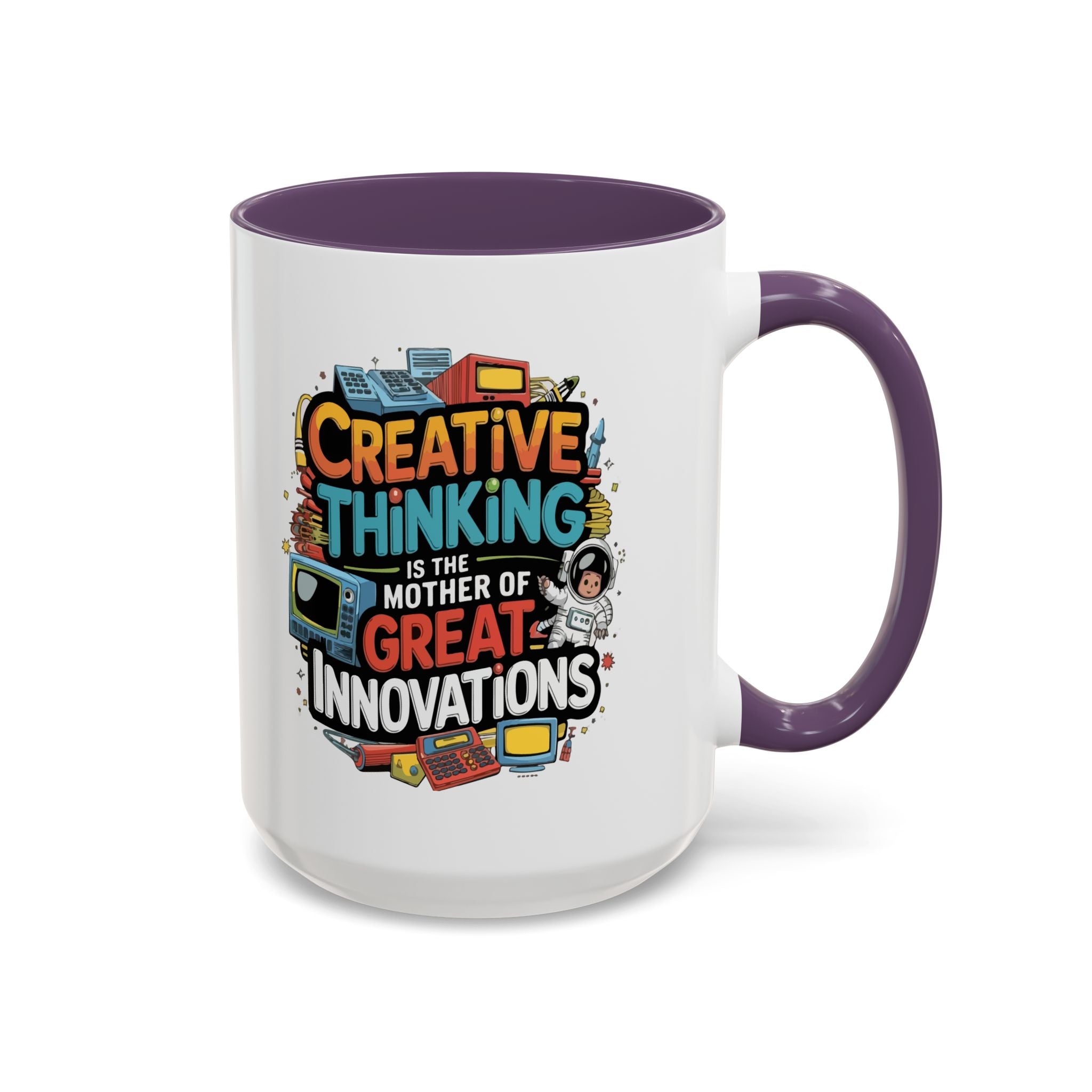 Creative Thinking Coffee Mug – 11oz Inspirational Quote, Colorful Interior