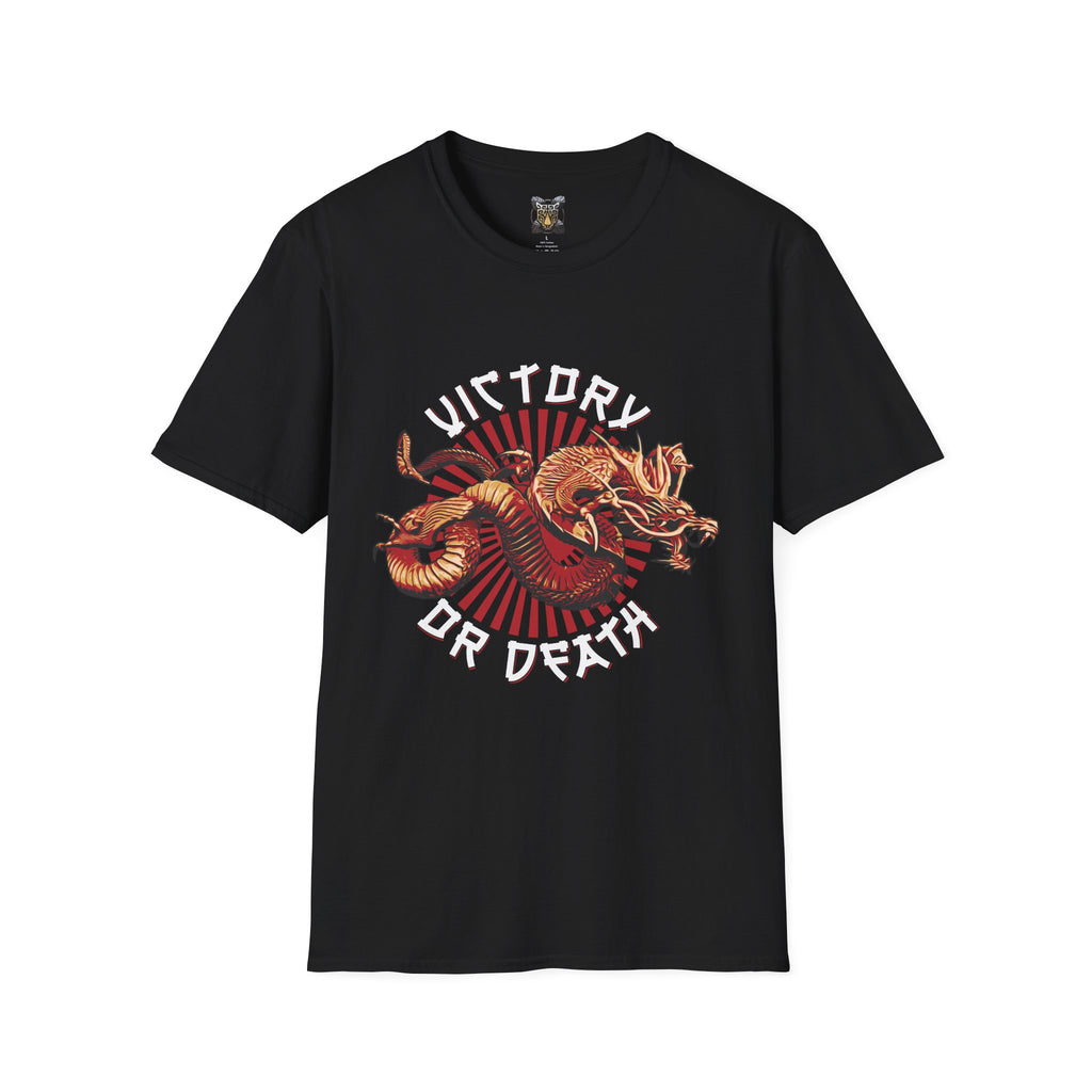 Victory or Death T-Shirt – Epic Dragon & Rising Sun Design for Fantasy, Samurai, and Warrior Fans