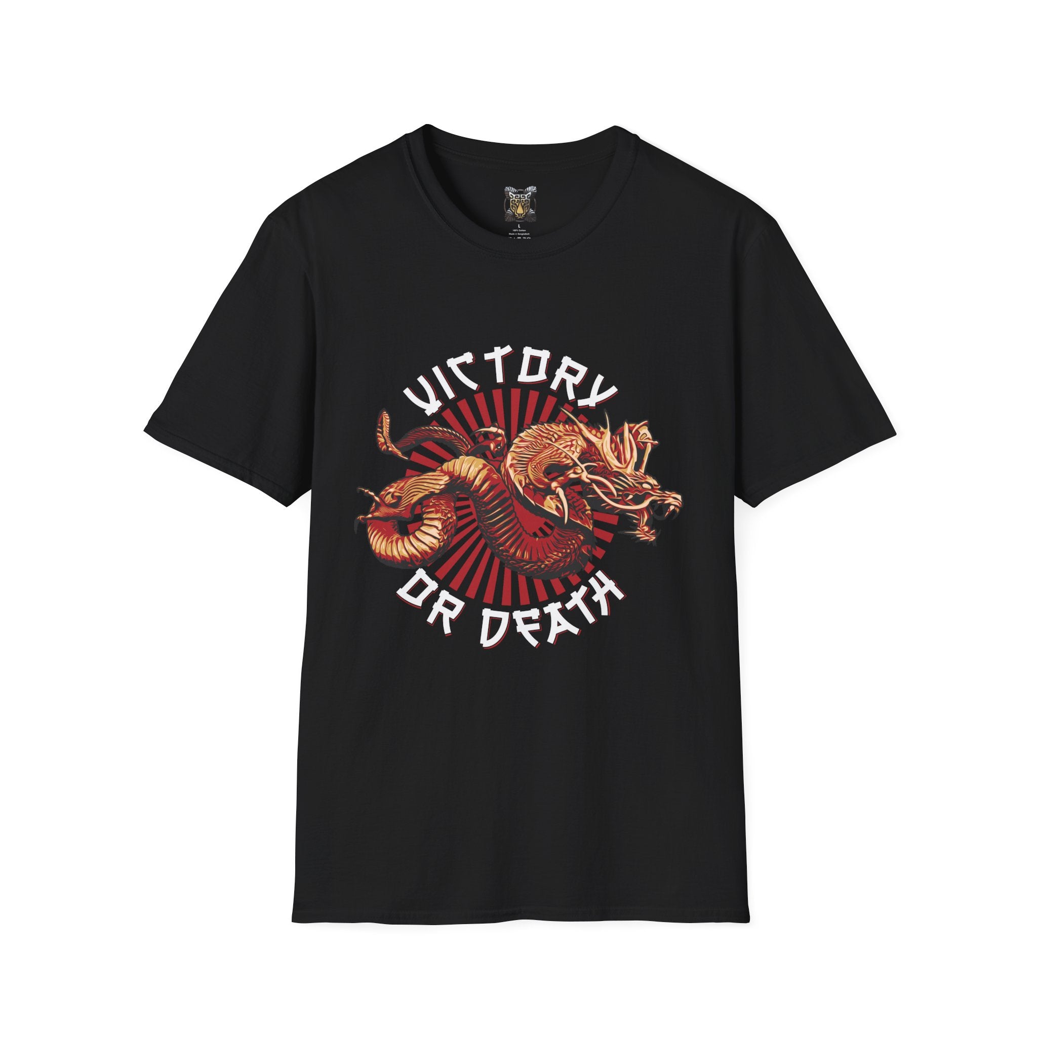 Victory or Death T-Shirt – Epic Dragon & Rising Sun Design for Fantasy, Samurai, and Warrior Fans