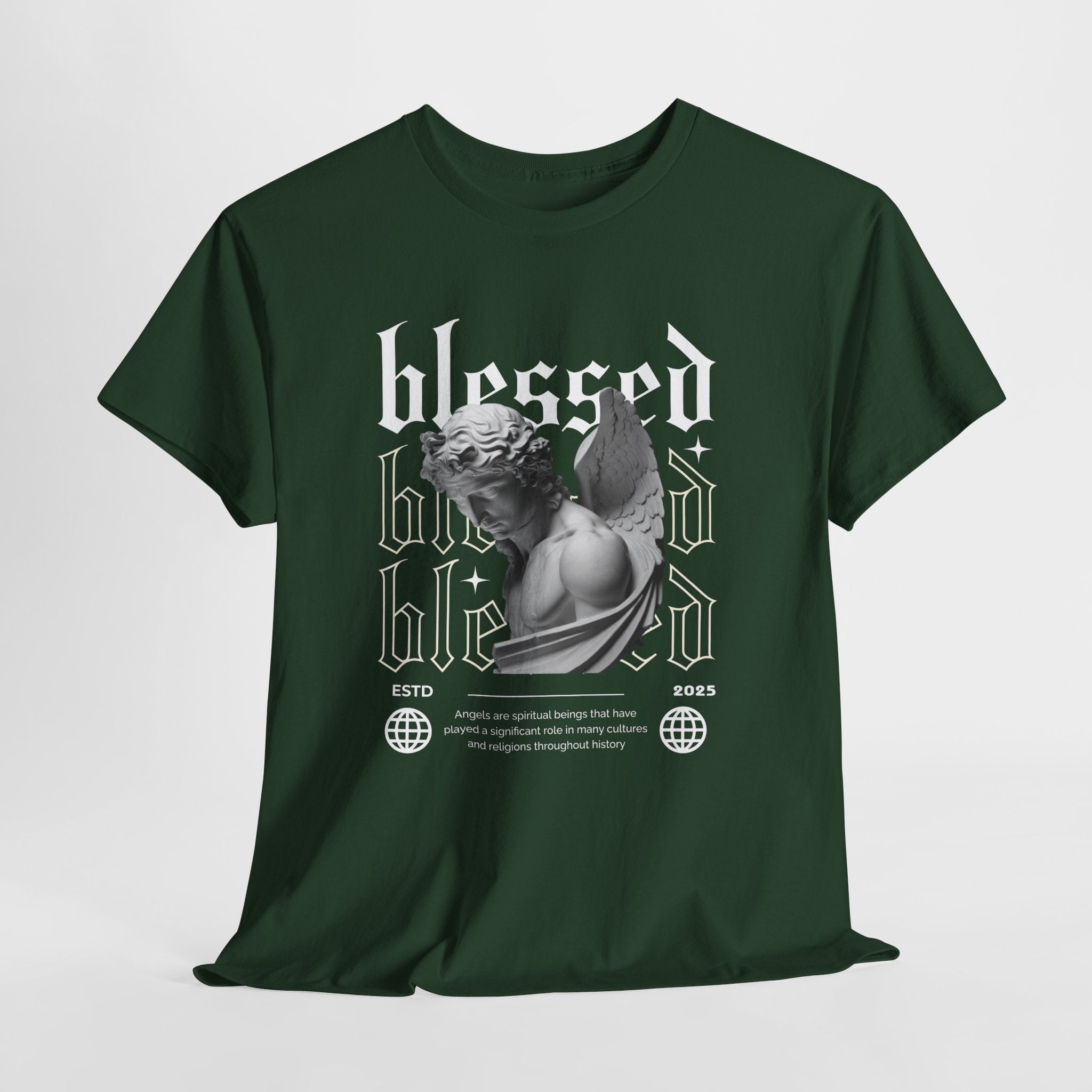 Blessed Guardian: Serene Angelic Sculpture Streetwear